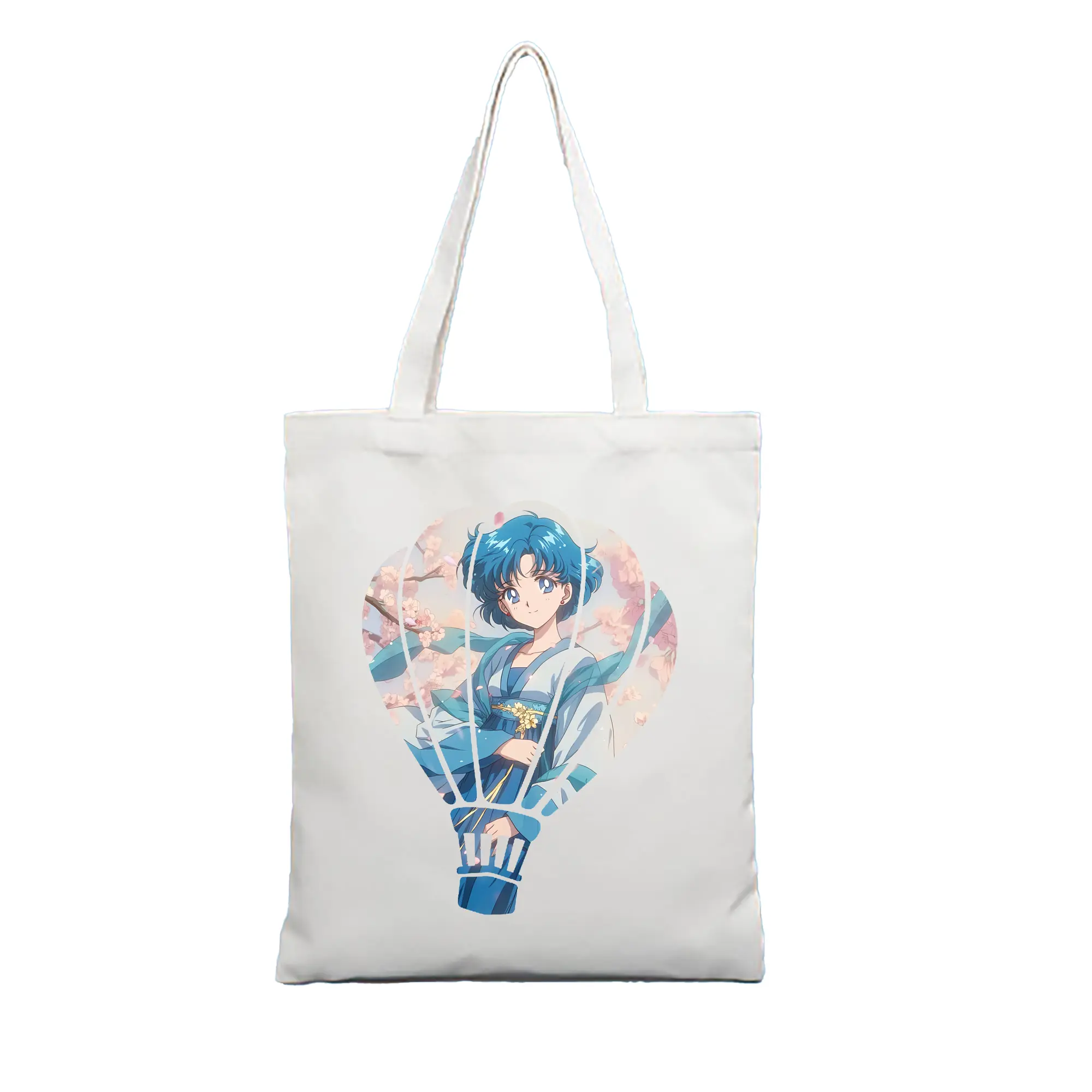 美少女戦士セーラームーン グッズ 水野 亜美 - 縦型キャンバス手提げバッグ（トートバッグ） ・ キャンバス素材 ・ ショッピング用 ・ 軽量 丈夫 お手入れ簡単
