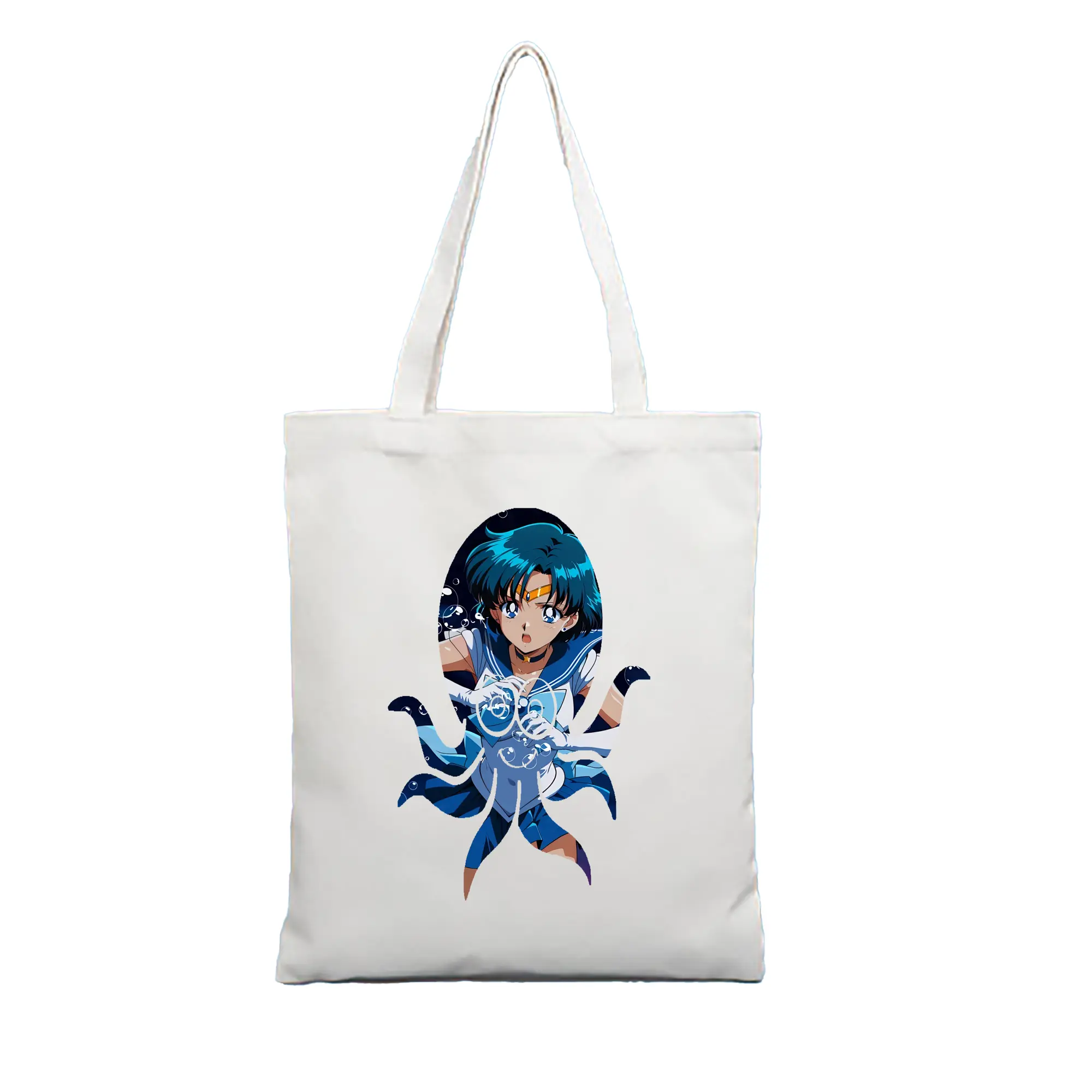 美少女戦士セーラームーン グッズ 水野 亜美 - 縦型キャンバス手提げバッグ（トートバッグ） ・ キャンバス素材 ・ ショッピング用 ・ 軽量 丈夫 お手入れ簡単