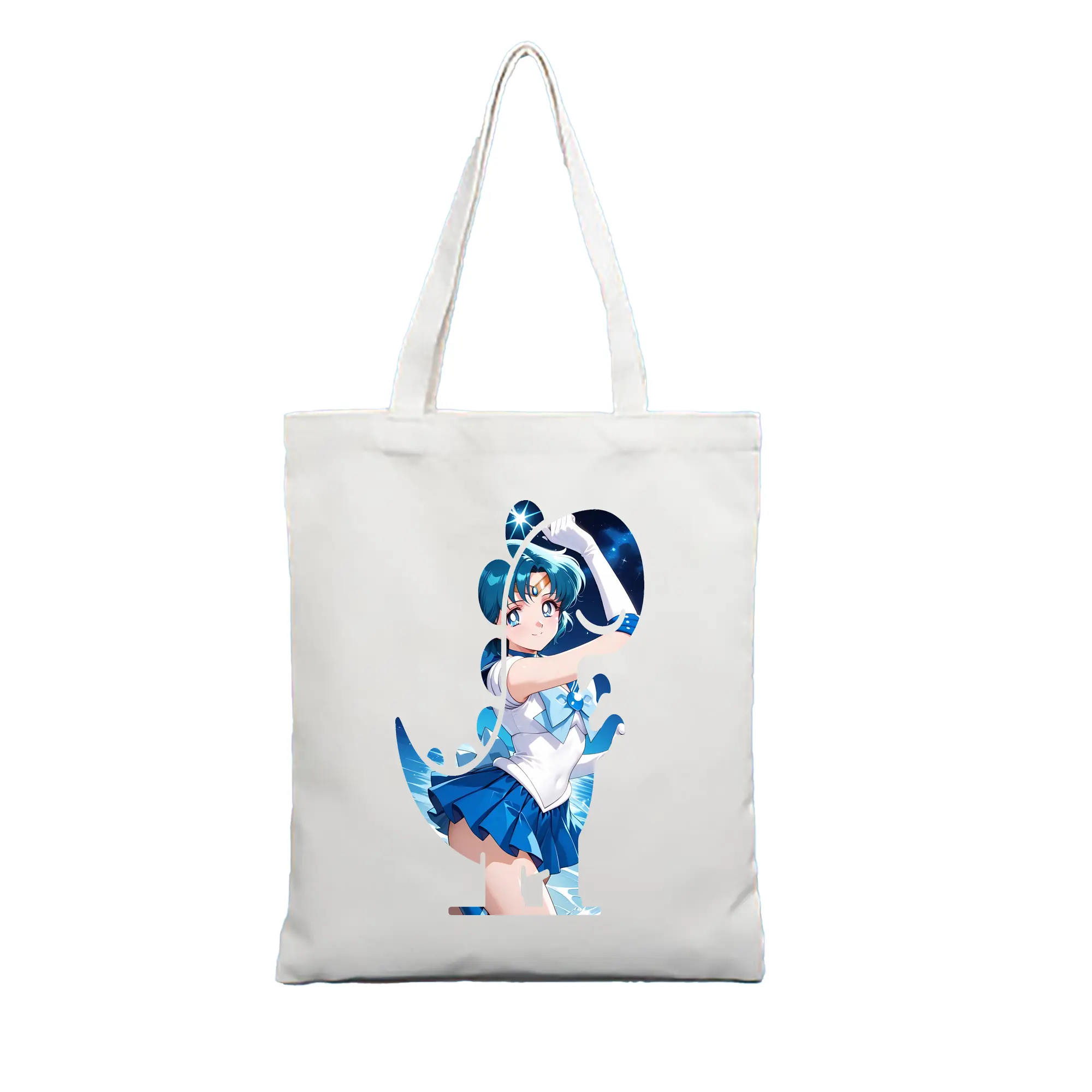 美少女戦士セーラームーン グッズ 水野 亜美 - 縦型キャンバス手提げバッグ（トートバッグ） ・ キャンバス素材 ・ ショッピング用 ・ 軽量 丈夫 お手入れ簡単