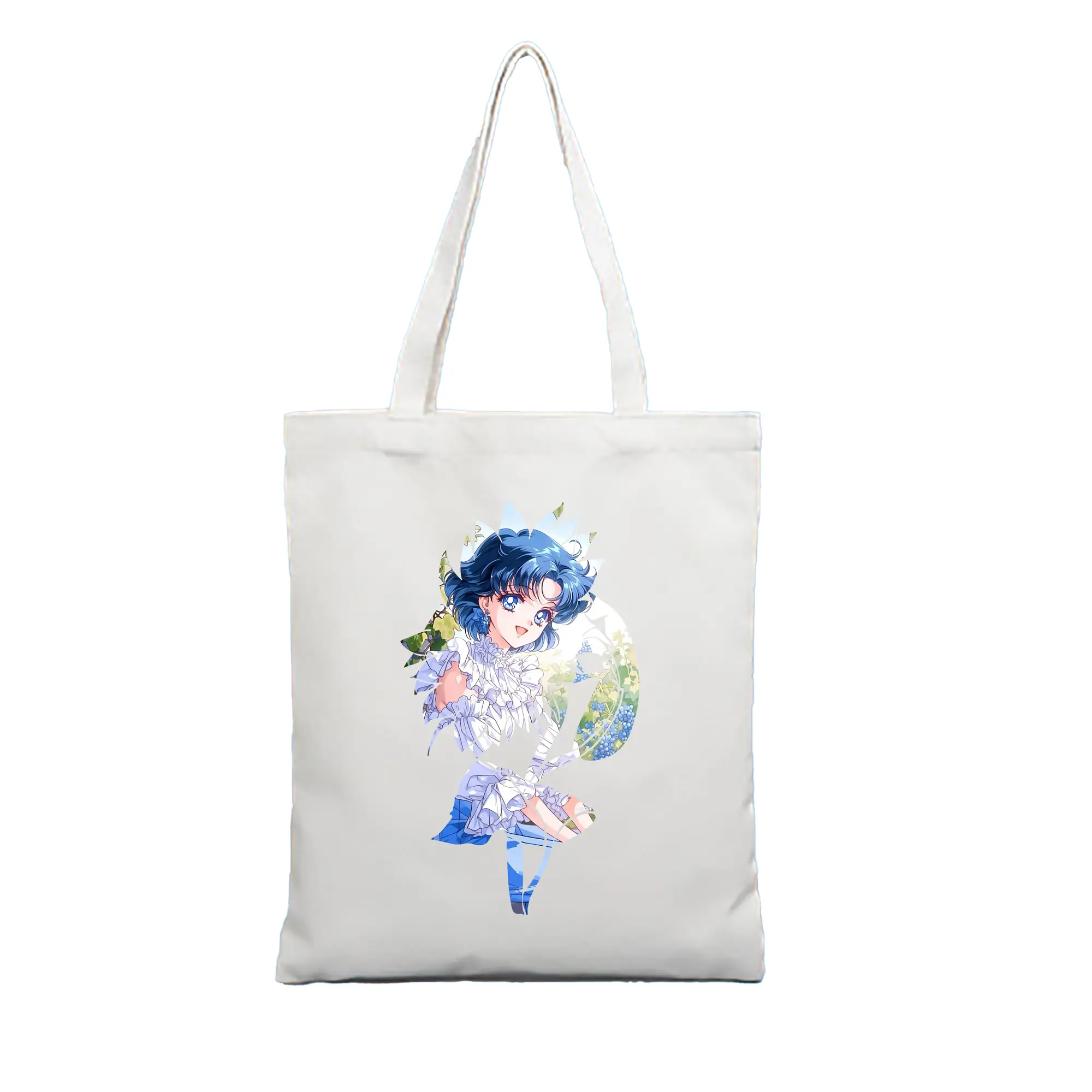 美少女戦士セーラームーン グッズ 水野 亜美 - 縦型キャンバス手提げバッグ（トートバッグ） ・ キャンバス素材 ・ ショッピング用 ・ 軽量 丈夫 お手入れ簡単