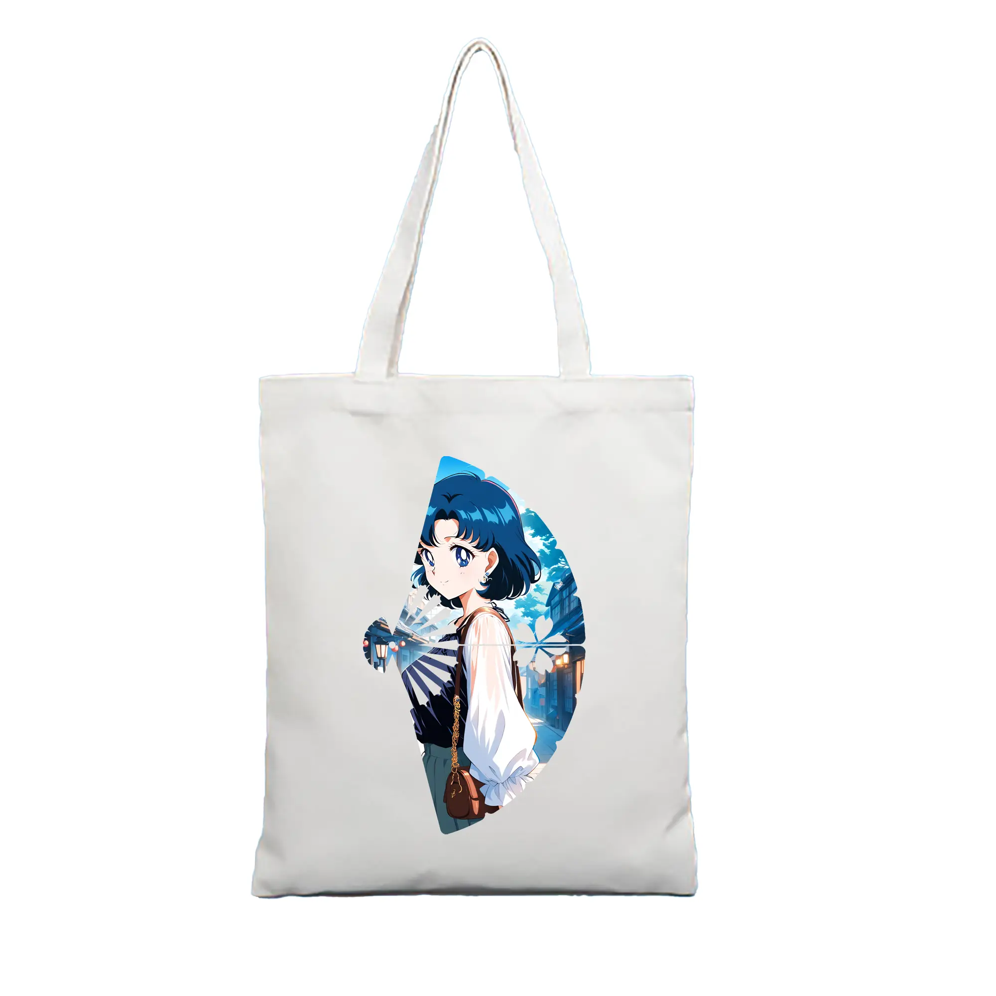 美少女戦士セーラームーン グッズ 水野 亜美 - 縦型キャンバス手提げバッグ（トートバッグ） ・ キャンバス素材 ・ ショッピング用 ・ 軽量 丈夫 お手入れ簡単