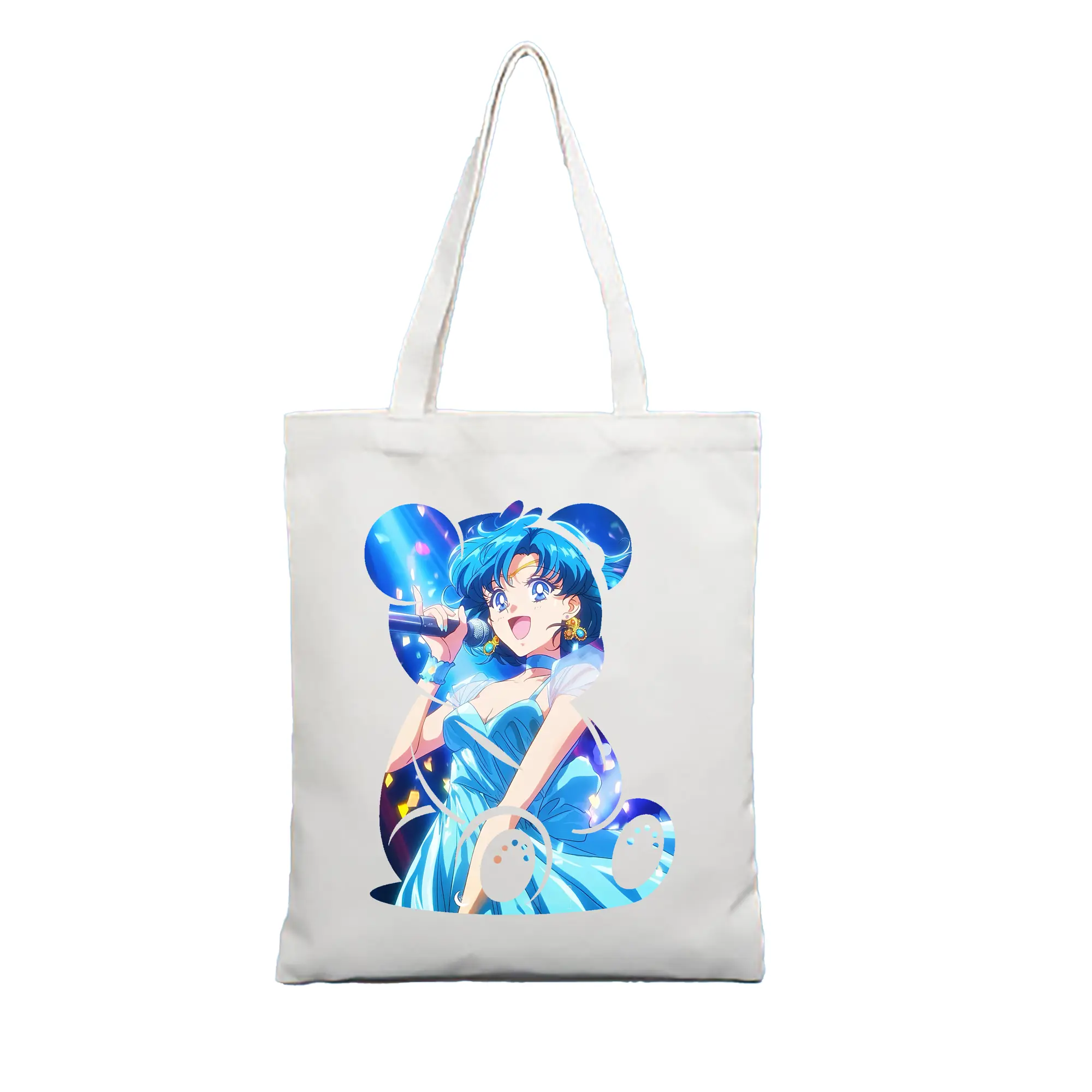 美少女戦士セーラームーン グッズ 水野 亜美 - 縦型キャンバス手提げバッグ（トートバッグ） ・ キャンバス素材 ・ ショッピング用 ・ 軽量 丈夫 お手入れ簡単