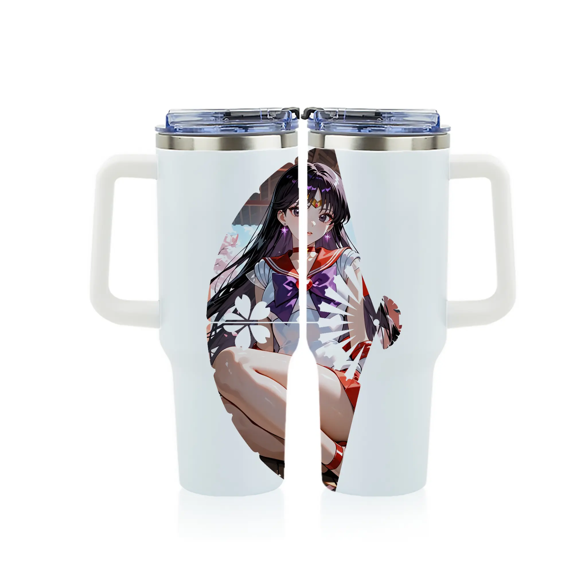 美少女戦士セーラームーン グッズ 火野 レイ - 1200mL フルプリント車用タンブラー ・ 304ステンレス 内側 ・ 201ステンレス 外側 ・ 保温 保冷 ・ 通勤 ドライブ アウトドア用