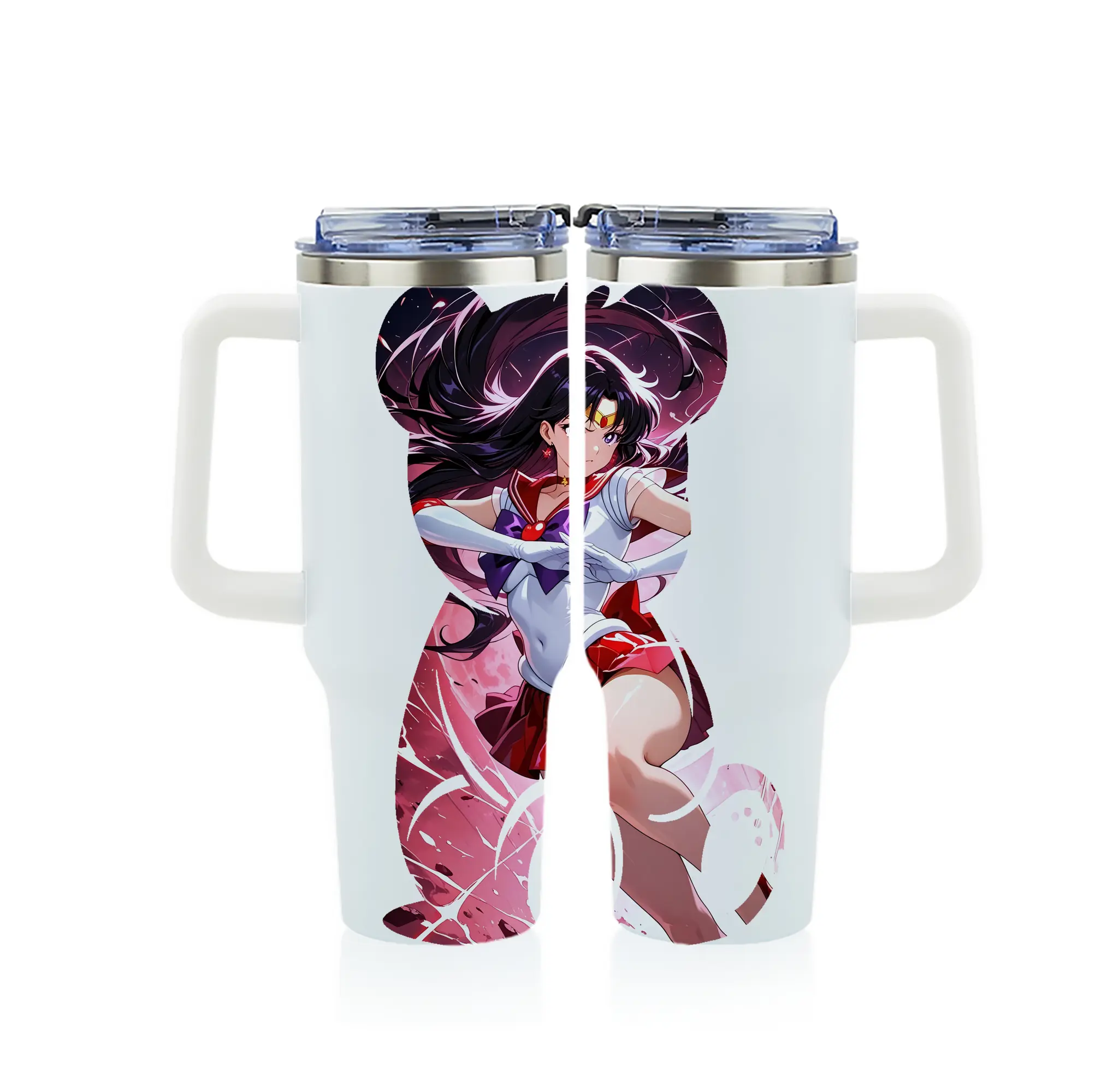 美少女戦士セーラームーン グッズ 火野 レイ - 1200mL フルプリント車用タンブラー ・ 304ステンレス 内側 ・ 201ステンレス 外側 ・ 保温 保冷 ・ 通勤 ドライブ アウトドア用