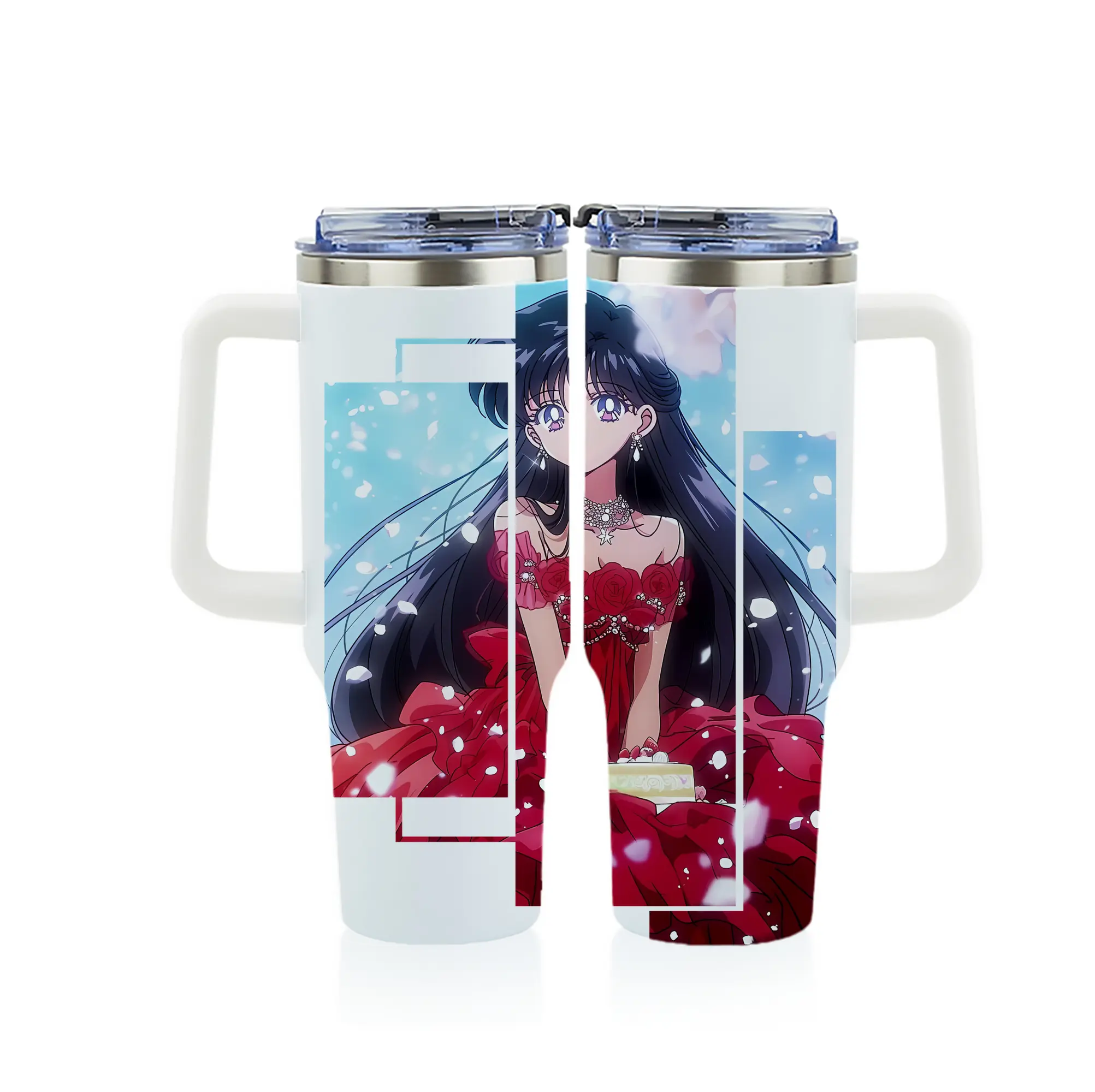 美少女戦士セーラームーン グッズ 火野 レイ - 1200mL フルプリント車用タンブラー ・ 304ステンレス 内側 ・ 201ステンレス 外側 ・ 保温 保冷 ・ 通勤 ドライブ アウトドア用