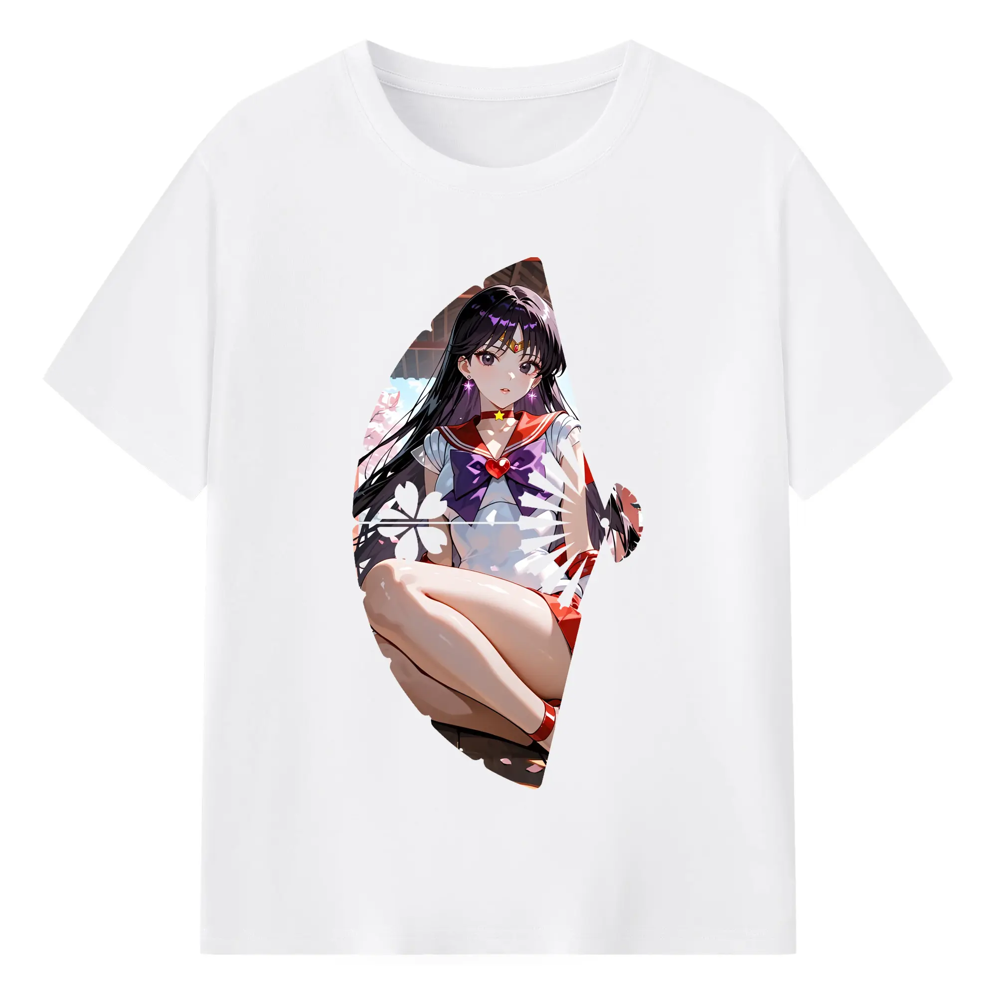 美少女戦士セーラームーン グッズ 火野 レイ - 綿100％ 半袖Tシャツ ・ フロントプリント ・ 快適 通気性 ・ 日常使い 散歩 スポーツ用