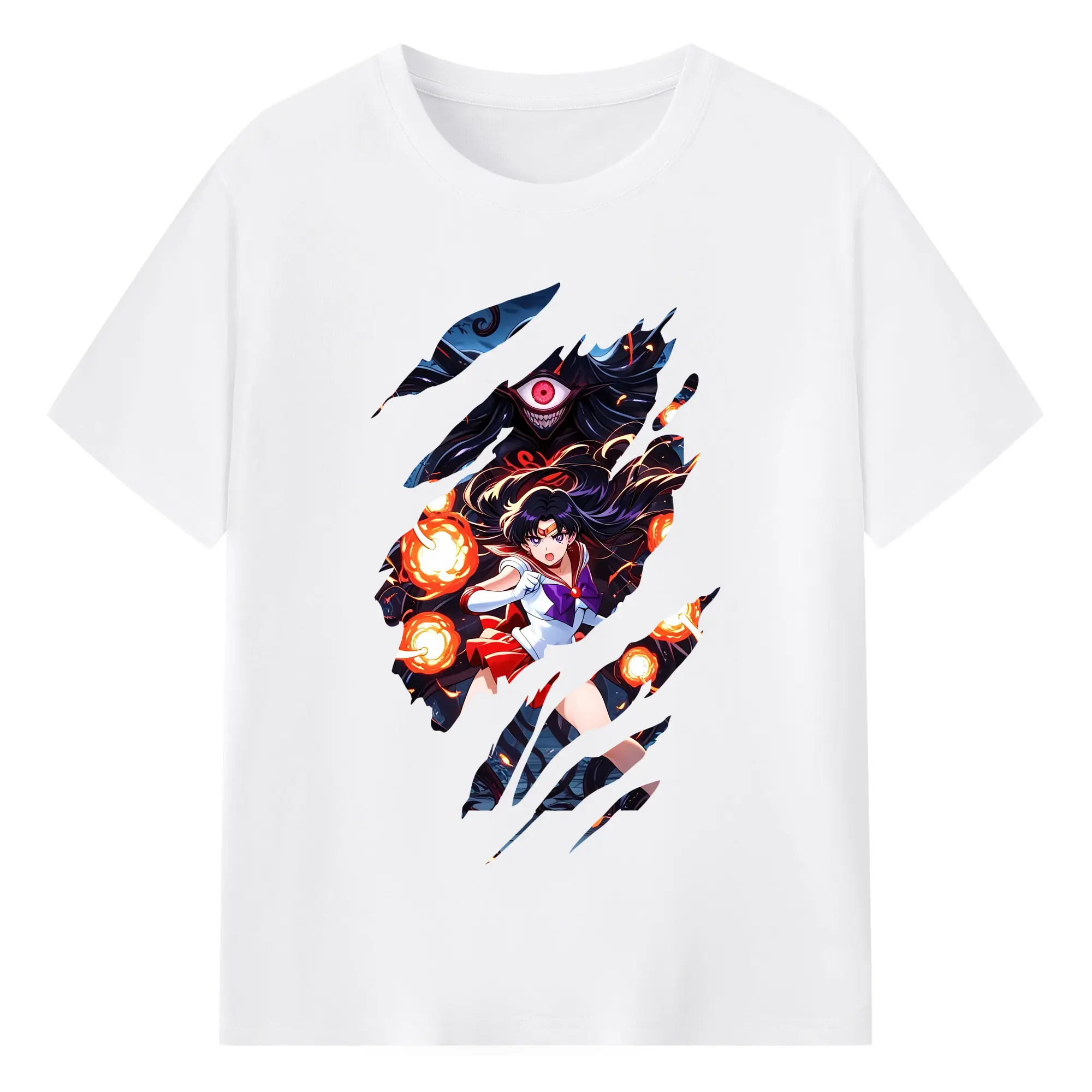 美少女戦士セーラームーン グッズ 火野 レイ - 綿100％ 半袖Tシャツ ・ フロントプリント ・ 快適 通気性 ・ 日常使い 散歩 スポーツ用