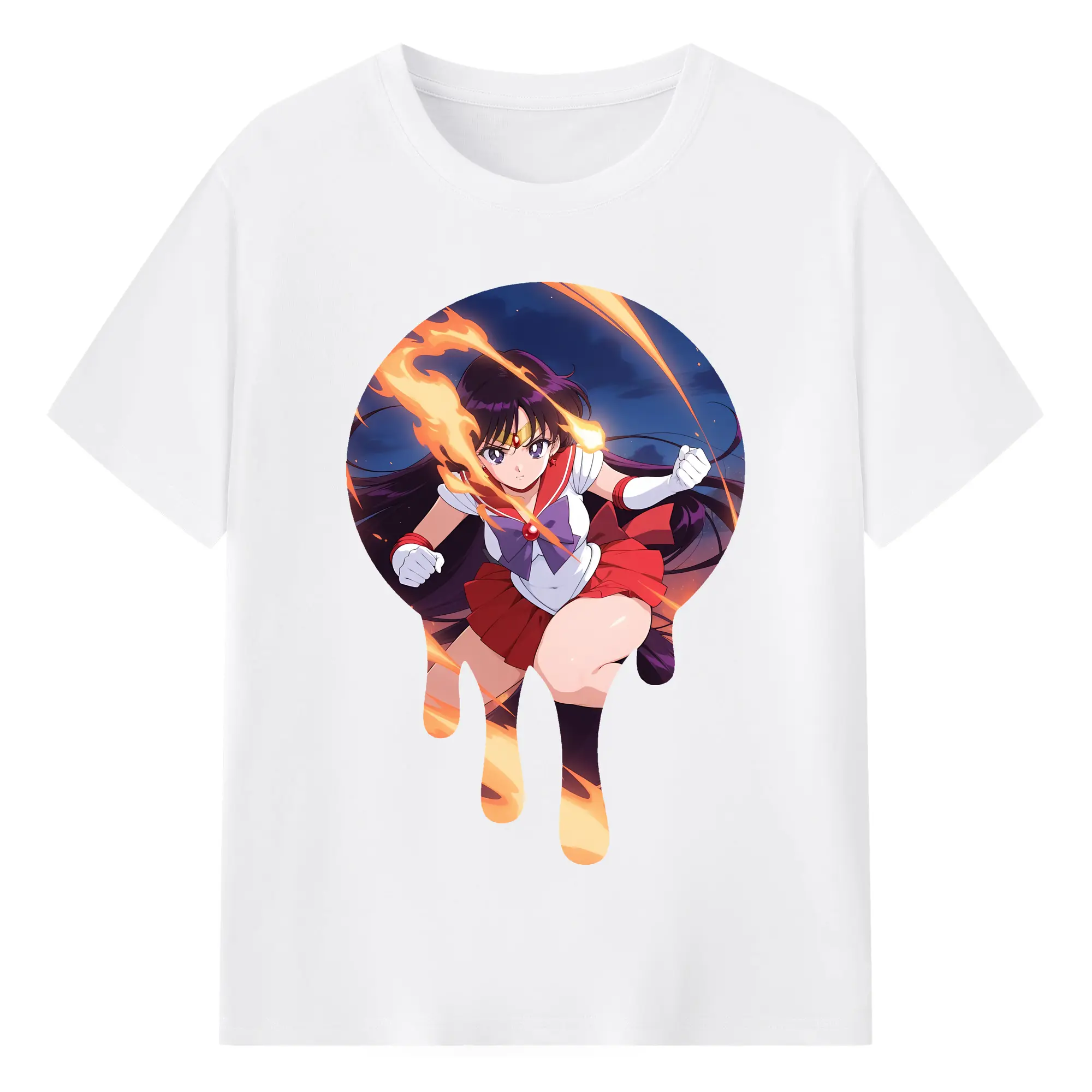 美少女戦士セーラームーン グッズ 火野 レイ - 綿100％ 半袖Tシャツ ・ フロントプリント ・ 快適 通気性 ・ 日常使い 散歩 スポーツ用