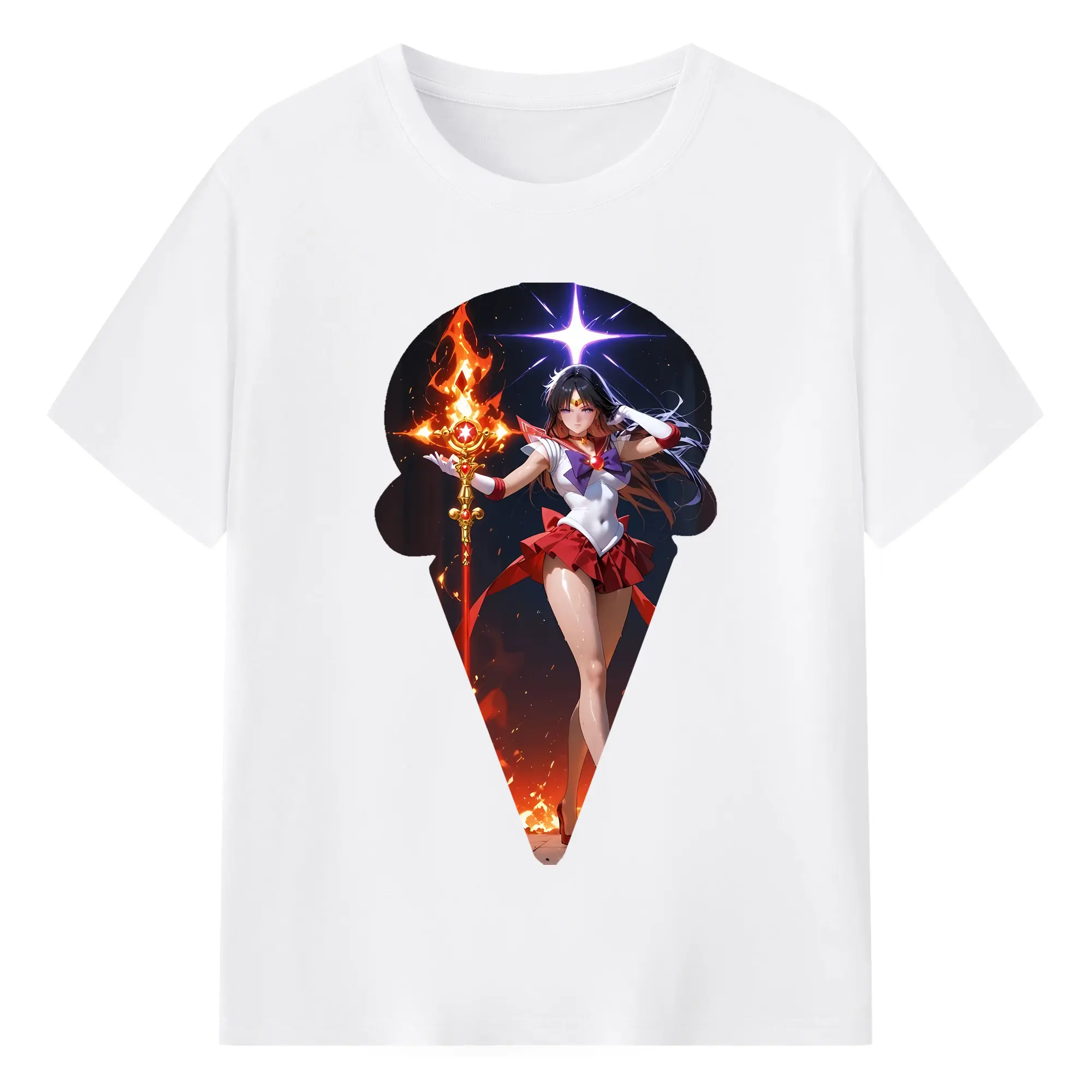 美少女戦士セーラームーン グッズ 火野 レイ - 綿100％ 半袖Tシャツ ・ フロントプリント ・ 快適 通気性 ・ 日常使い 散歩 スポーツ用