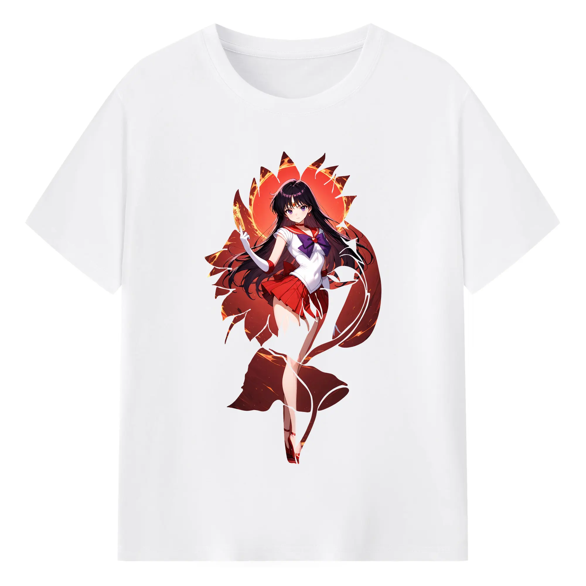美少女戦士セーラームーン グッズ 火野 レイ - 綿100％ 半袖Tシャツ ・ フロントプリント ・ 快適 通気性 ・ 日常使い 散歩 スポーツ用