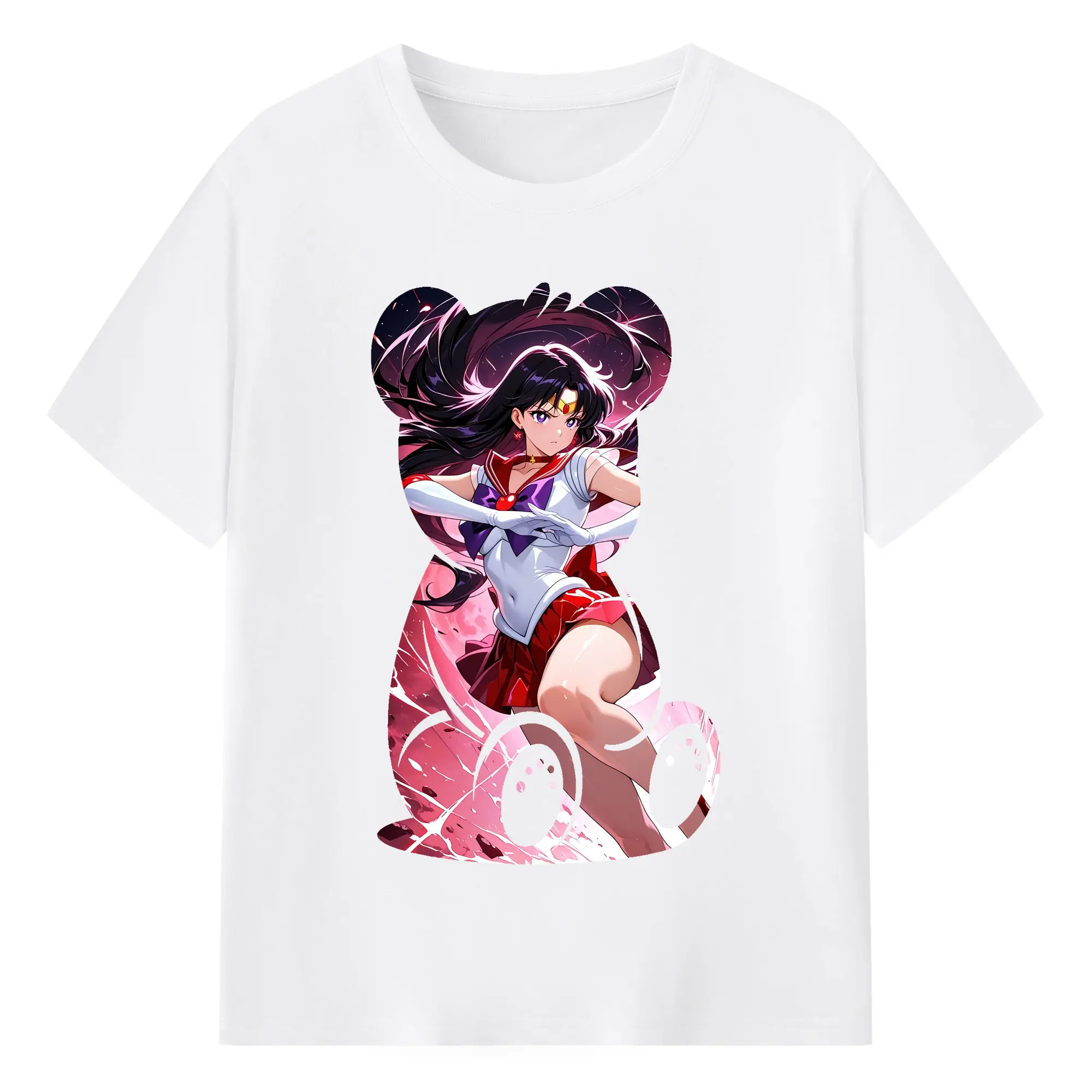 美少女戦士セーラームーン グッズ 火野 レイ - 綿100％ 半袖Tシャツ ・ フロントプリント ・ 快適 通気性 ・ 日常使い 散歩 スポーツ用