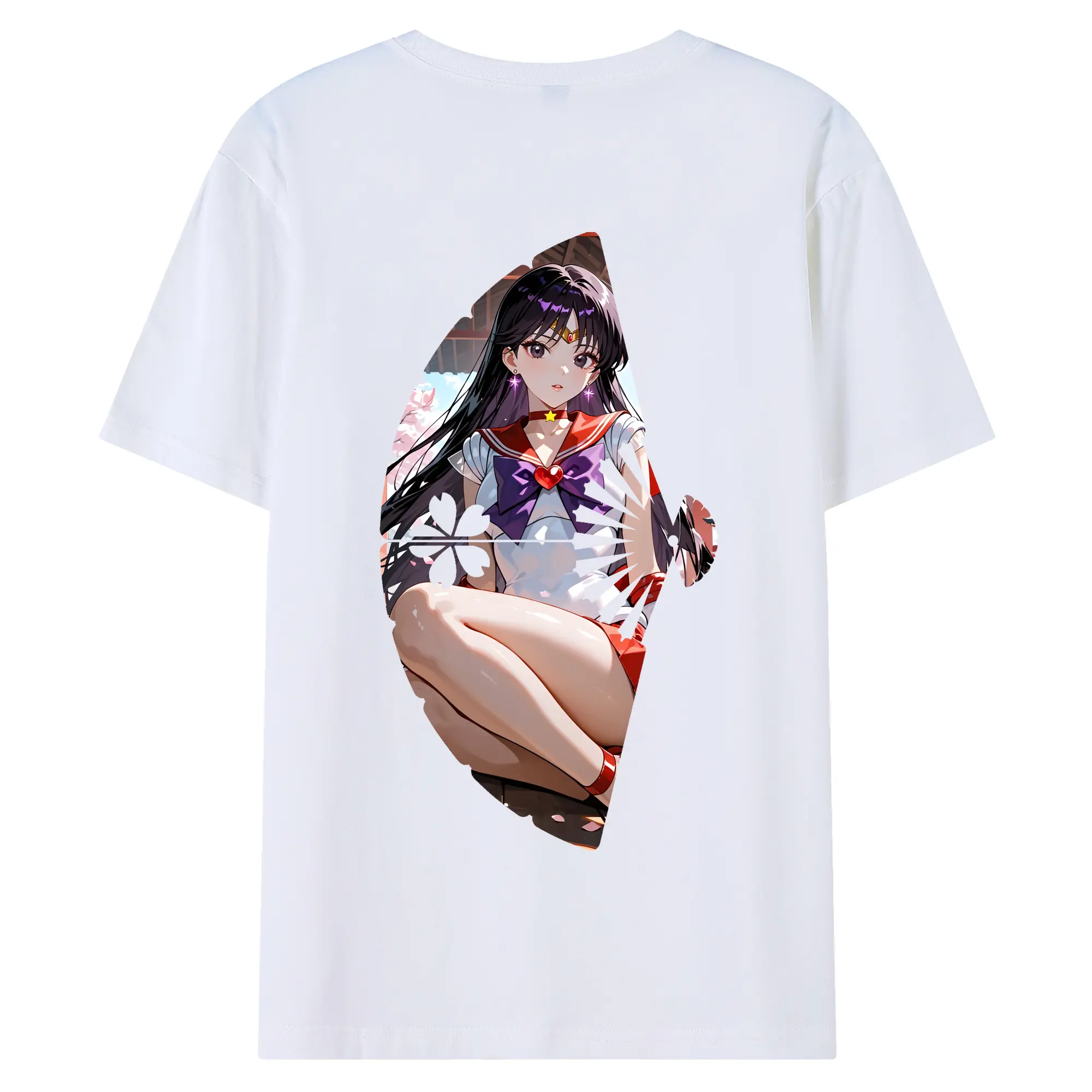 美少女戦士セーラームーン グッズ 火野 レイ - 綿100％ 半袖Tシャツ ・ バックプリント ・ 快適 通気性 ・ 日常使い 散歩 スポーツ用