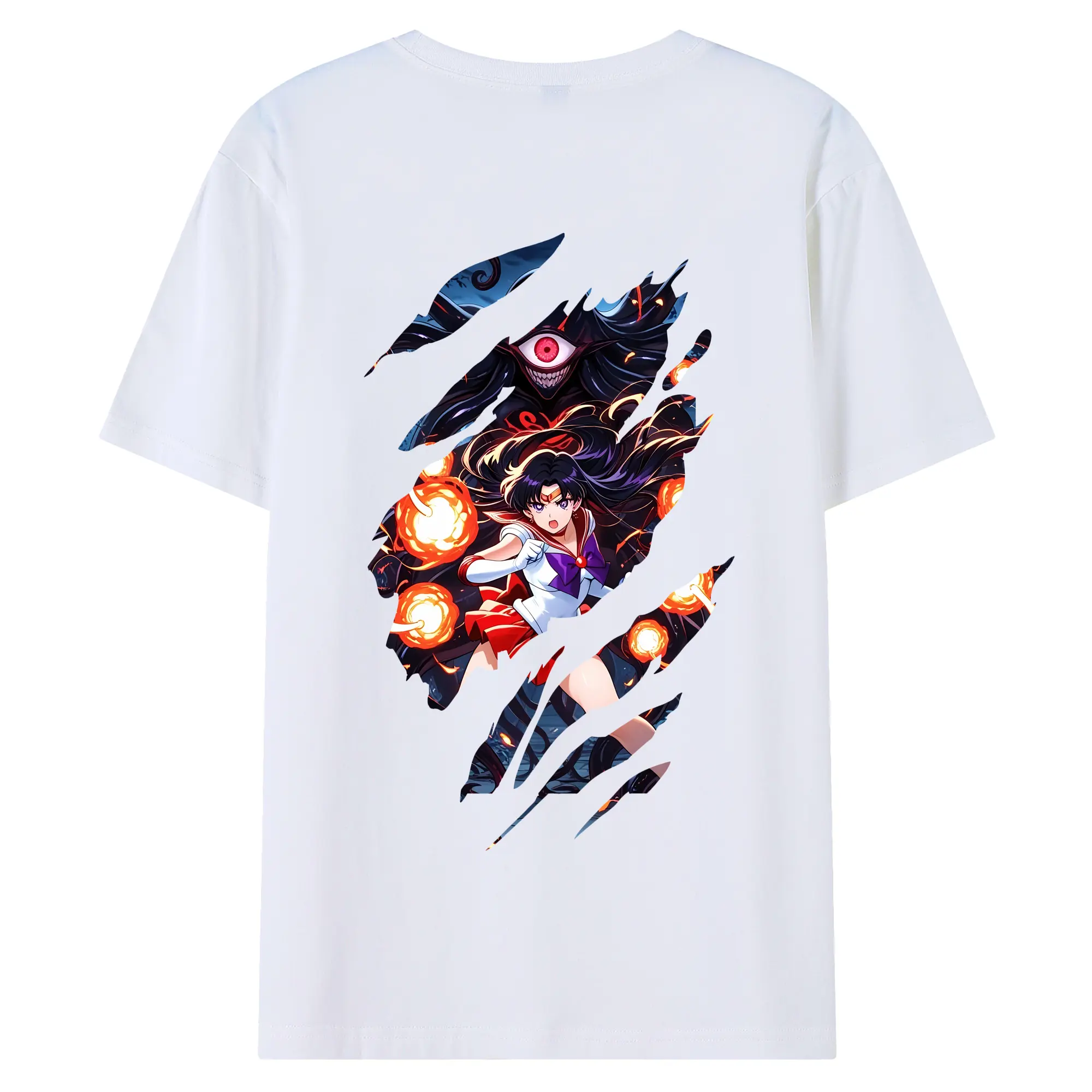 美少女戦士セーラームーン グッズ 火野 レイ - 綿100％ 半袖Tシャツ ・ バックプリント ・ 快適 通気性 ・ 日常使い 散歩 スポーツ用