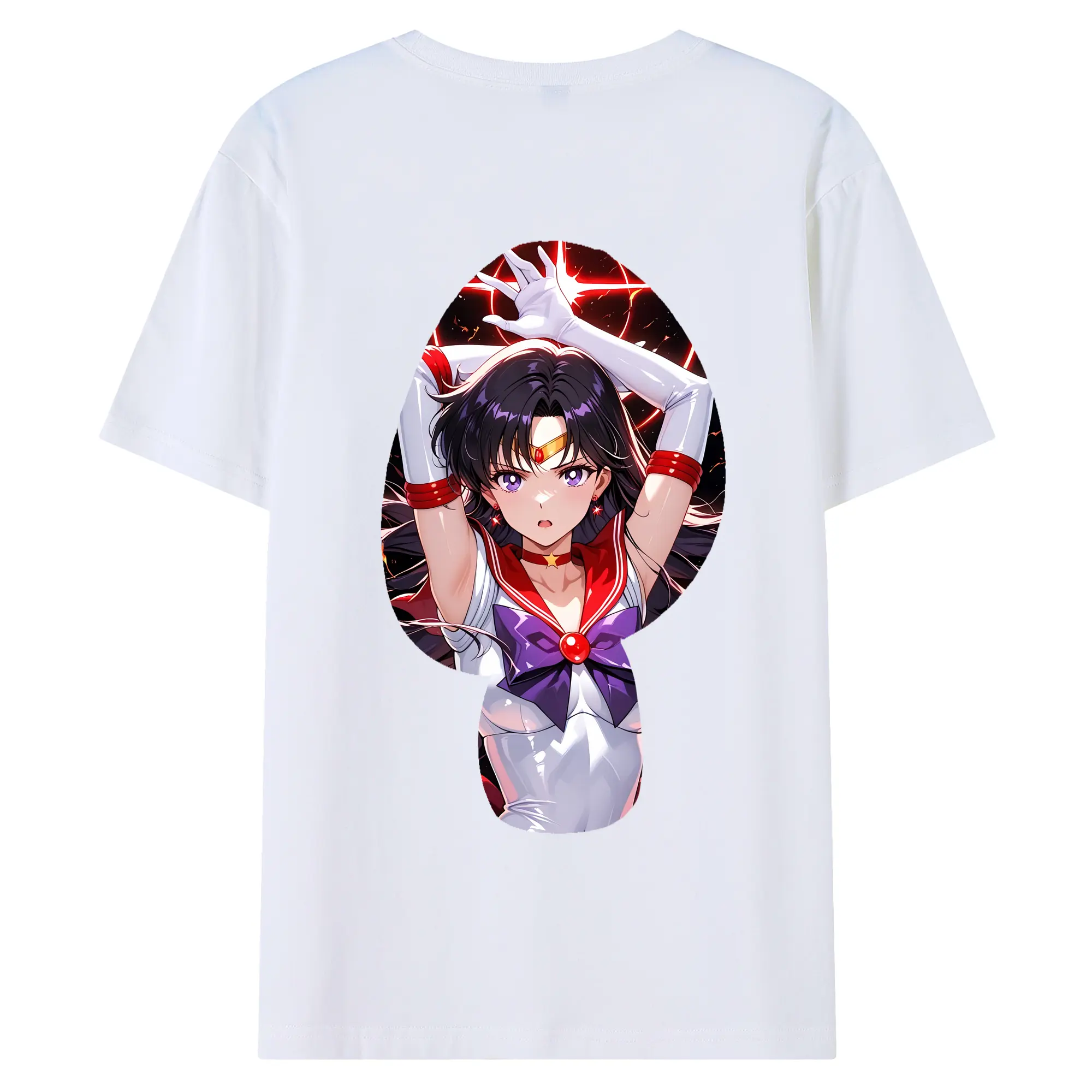 美少女戦士セーラームーン グッズ 火野 レイ - 綿100％ 半袖Tシャツ ・ バックプリント ・ 快適 通気性 ・ 日常使い 散歩 スポーツ用