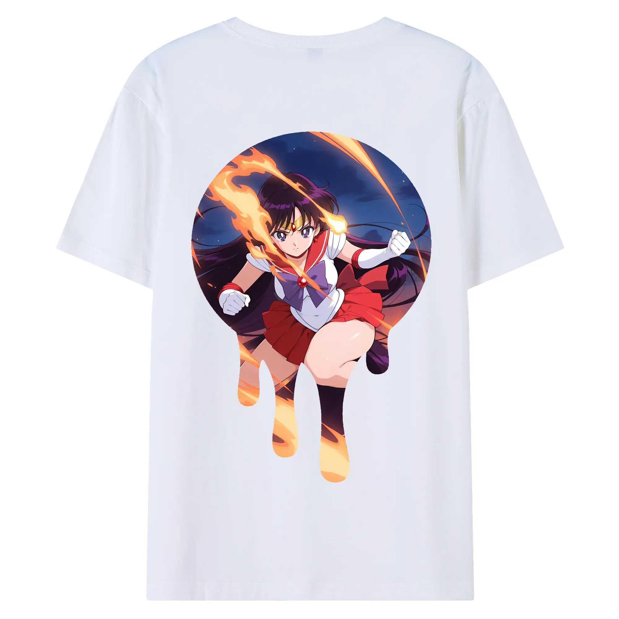 美少女戦士セーラームーン グッズ 火野 レイ - 綿100％ 半袖Tシャツ ・ バックプリント ・ 快適 通気性 ・ 日常使い 散歩 スポーツ用