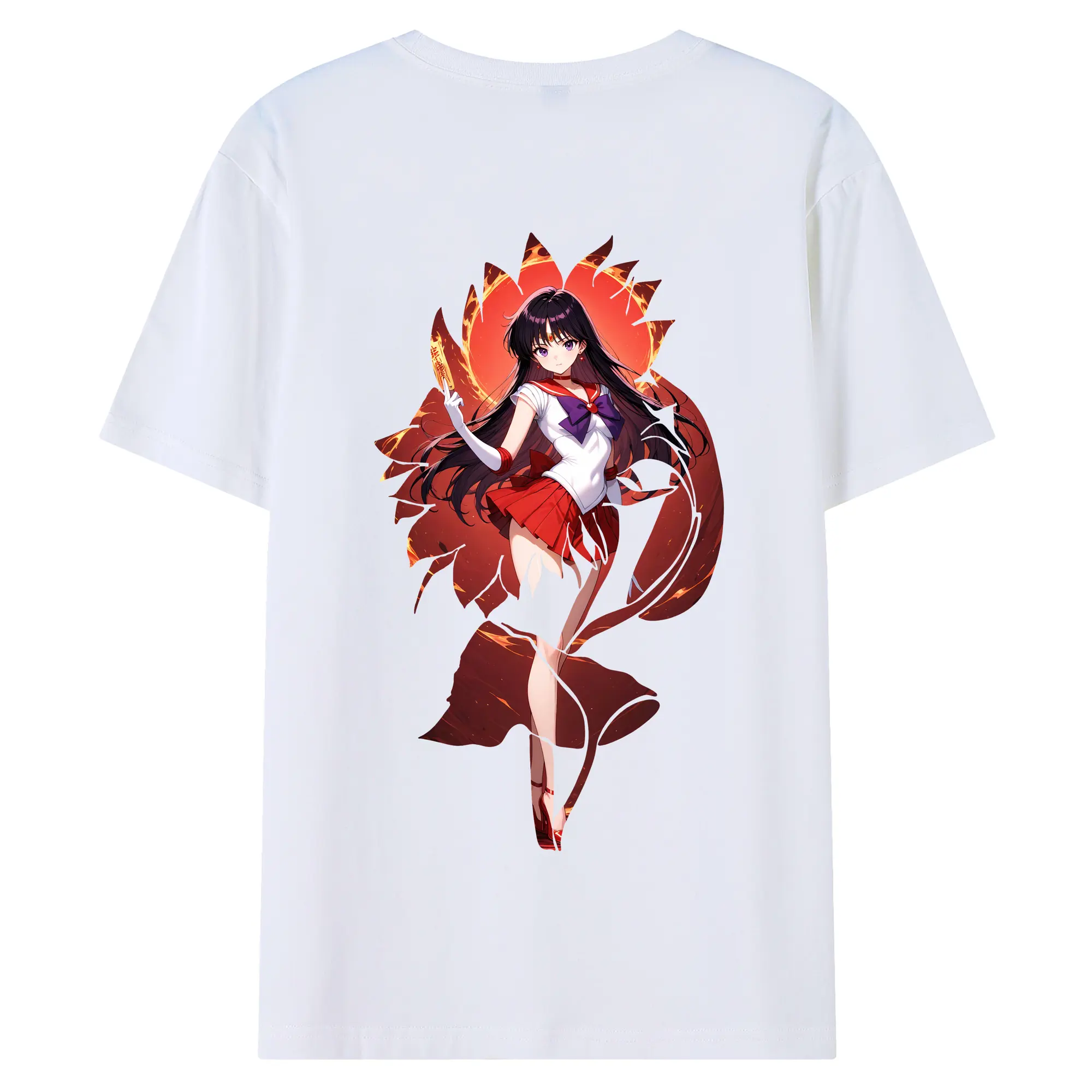 美少女戦士セーラームーン グッズ 火野 レイ - 綿100％ 半袖Tシャツ ・ バックプリント ・ 快適 通気性 ・ 日常使い 散歩 スポーツ用
