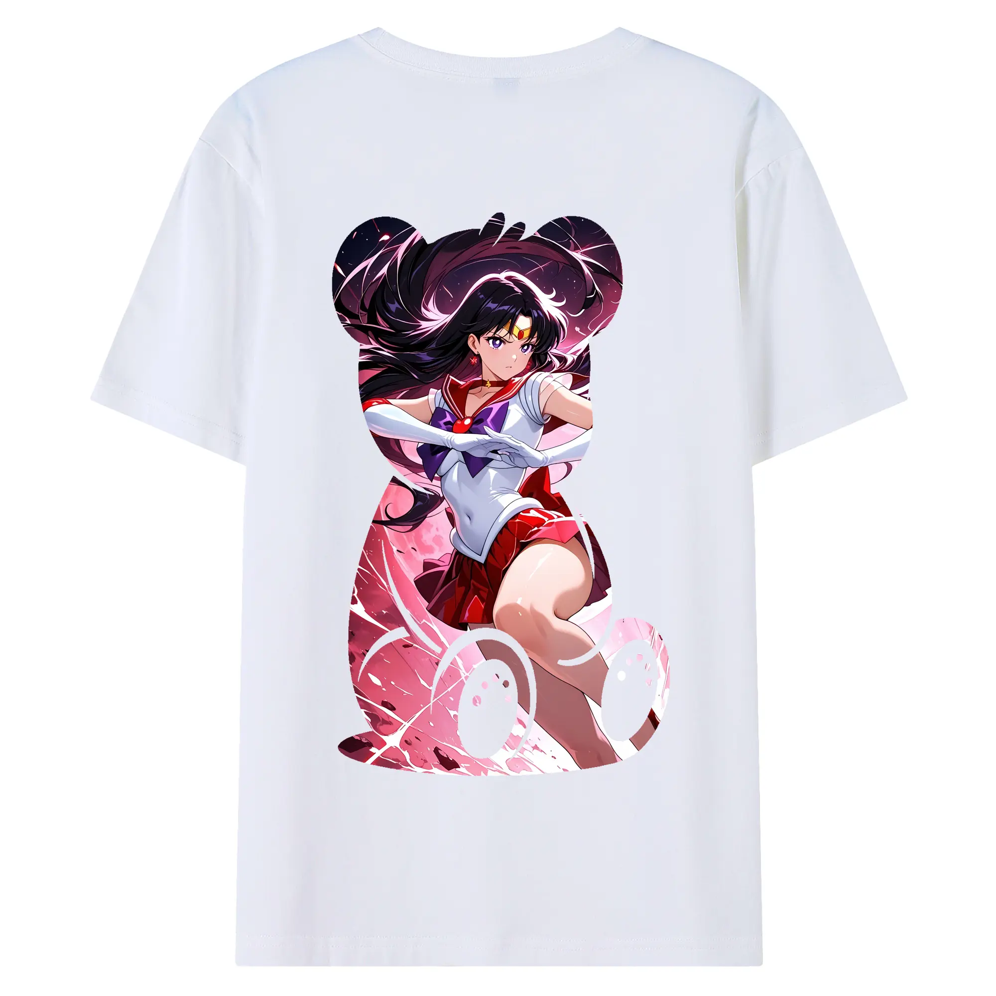 美少女戦士セーラームーン グッズ 火野 レイ - 綿100％ 半袖Tシャツ ・ バックプリント ・ 快適 通気性 ・ 日常使い 散歩 スポーツ用