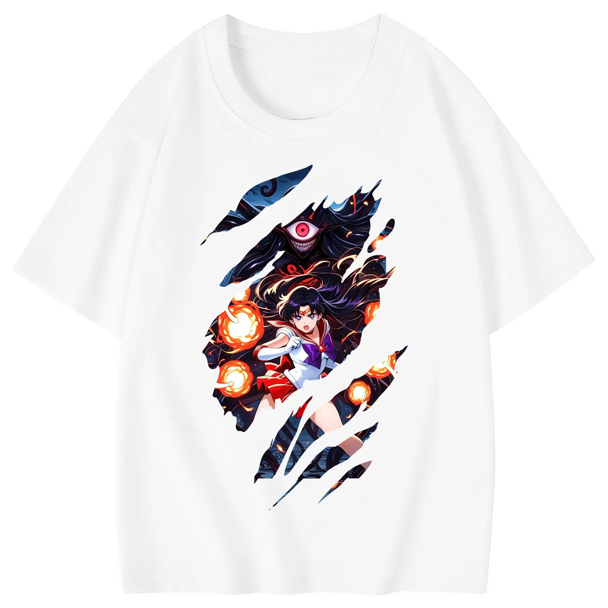 美少女戦士セーラームーン グッズ 火野 レイ - 綿100％ キッズTシャツ ・ フロントプリント ・ 快適 通気性 ・ スポーツ カジュアル 散歩用