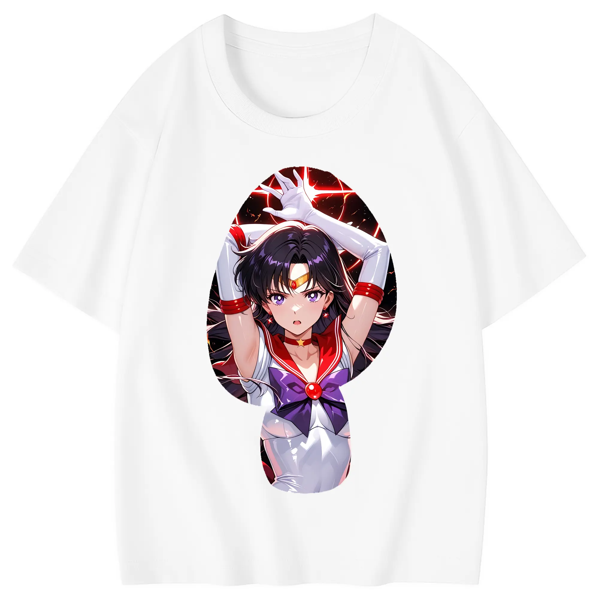 美少女戦士セーラームーン グッズ 火野 レイ - 綿100％ キッズTシャツ ・ フロントプリント ・ 快適 通気性 ・ スポーツ カジュアル 散歩用