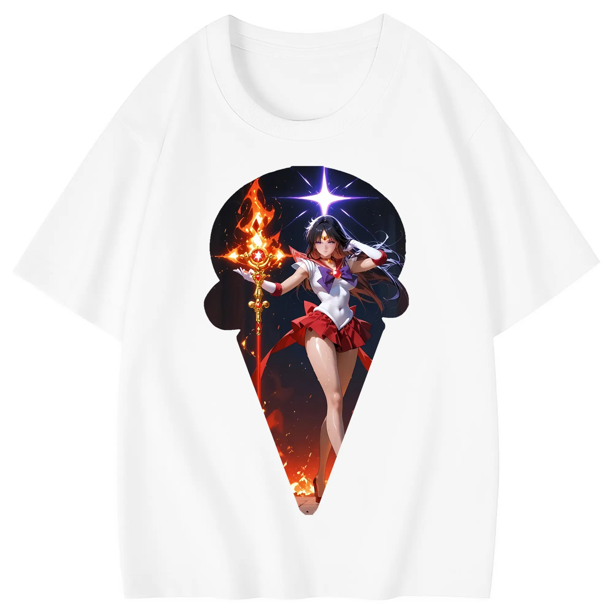 美少女戦士セーラームーン グッズ 火野 レイ - 綿100％ キッズTシャツ ・ フロントプリント ・ 快適 通気性 ・ スポーツ カジュアル 散歩用