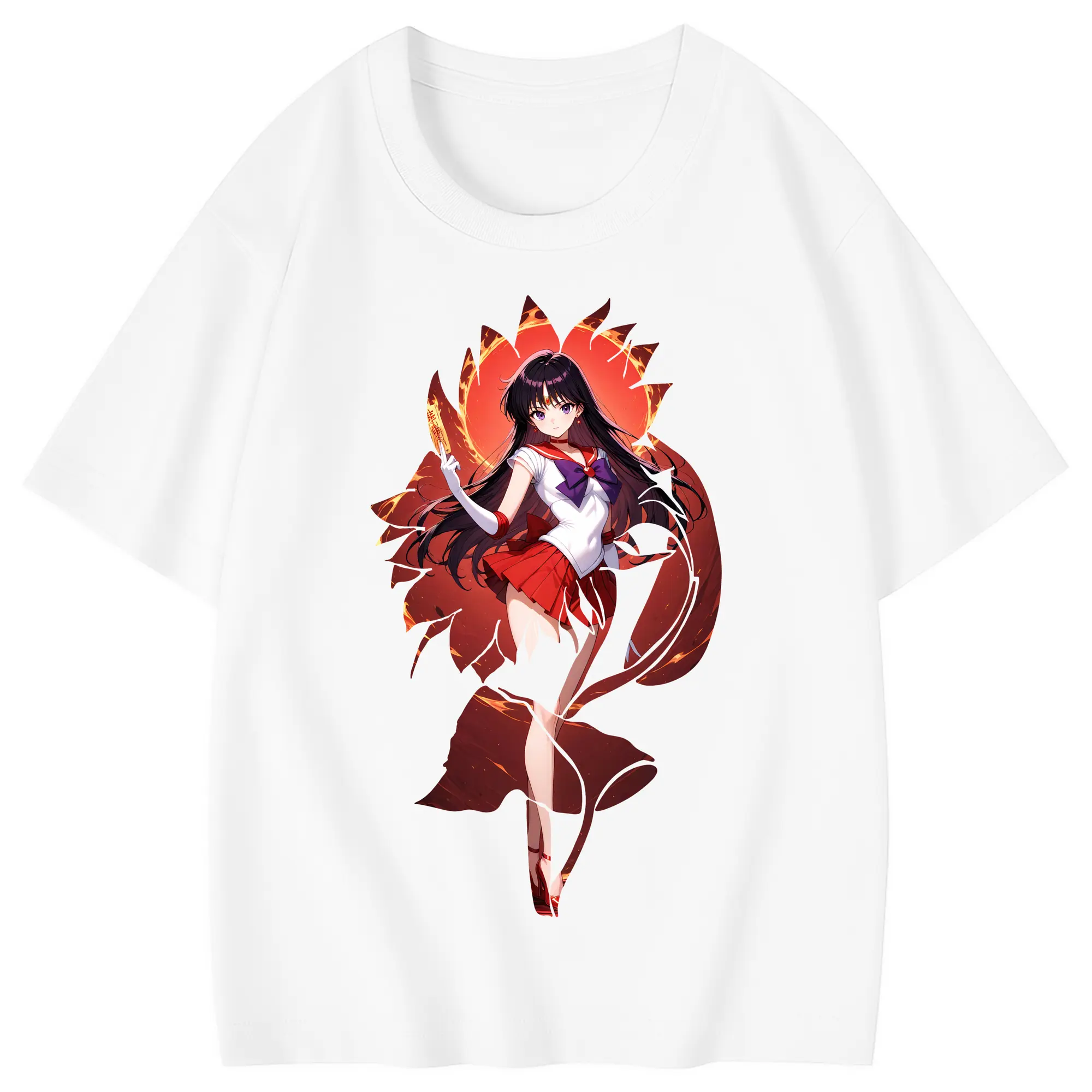 美少女戦士セーラームーン グッズ 火野 レイ - 綿100％ キッズTシャツ ・ フロントプリント ・ 快適 通気性 ・ スポーツ カジュアル 散歩用