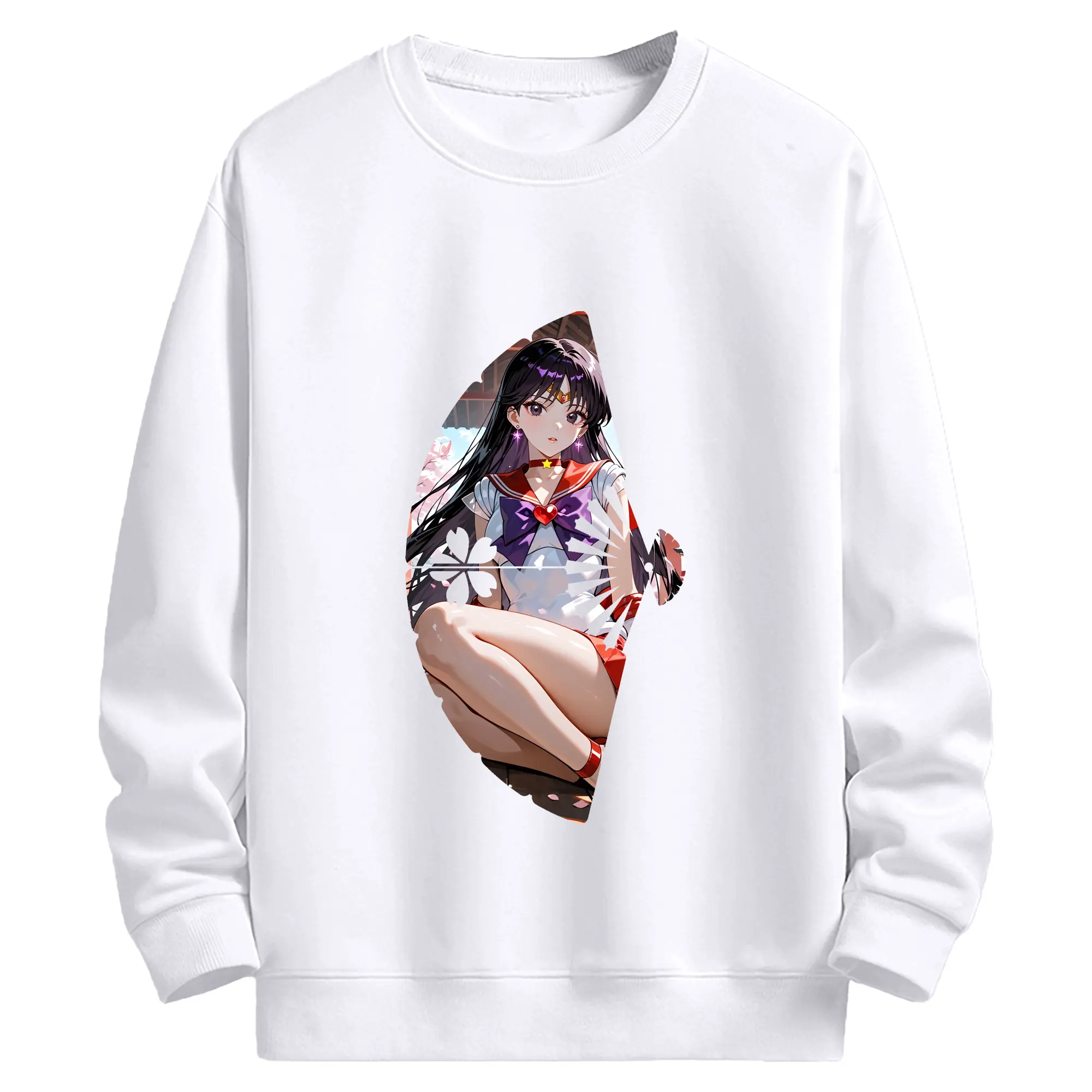 美少女戦士セーラームーン グッズ 火野 レイ - 高品質 クルーネック スウェット ・ コットン59％ ポリエステル41％ ・ ユニセックス 長袖 トレーナー ・ カジュアル デイリー スポーツ 散歩用