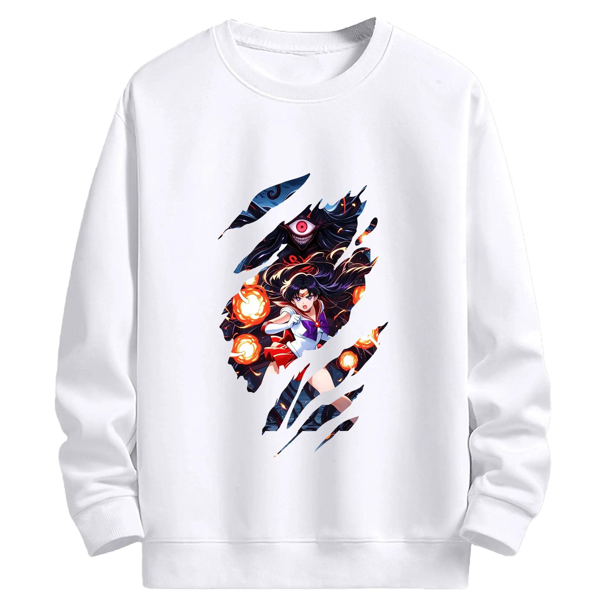 美少女戦士セーラームーン グッズ 火野 レイ - 高品質 クルーネック スウェット ・ コットン59％ ポリエステル41％ ・ ユニセックス 長袖 トレーナー ・ カジュアル デイリー スポーツ 散歩用