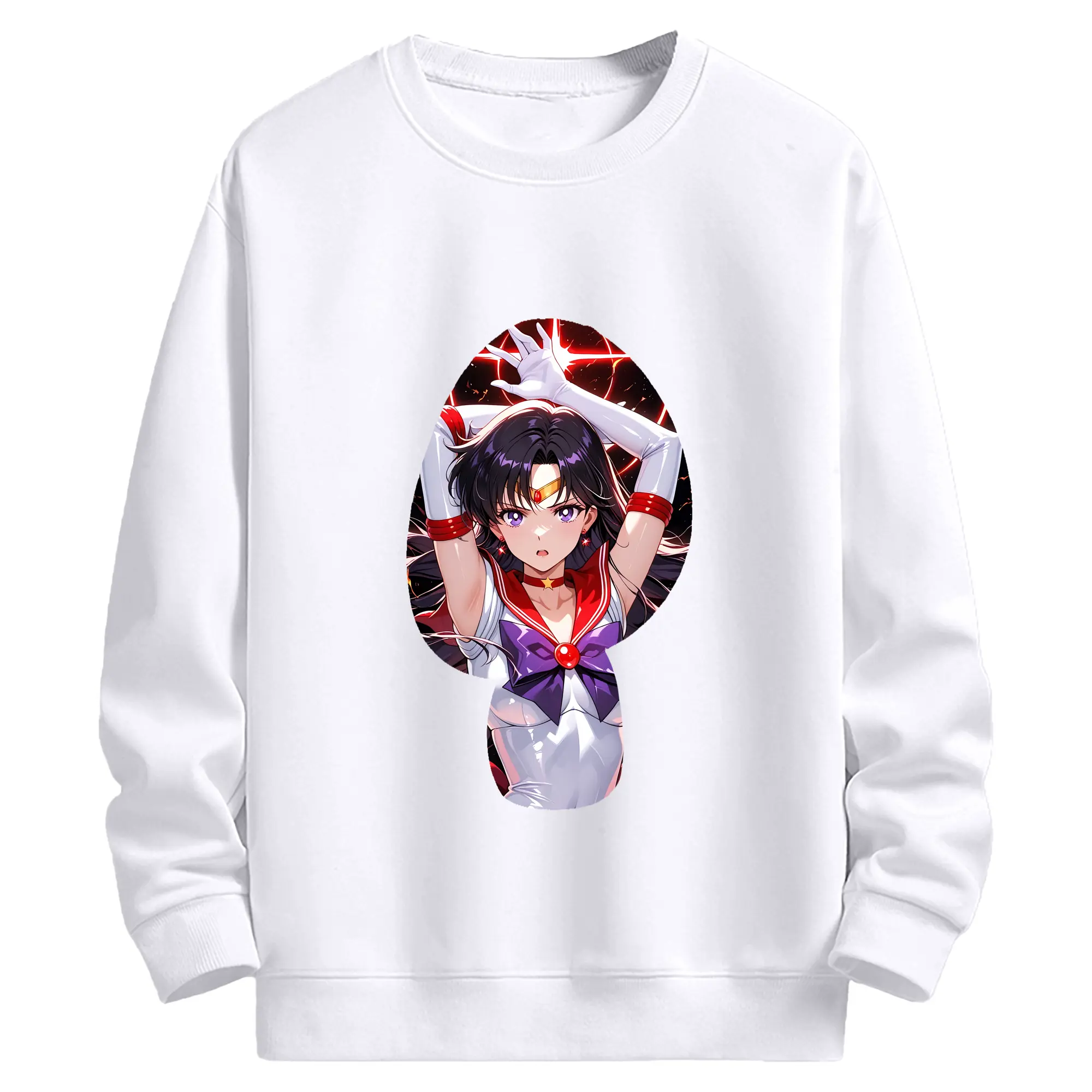 美少女戦士セーラームーン グッズ 火野 レイ - 高品質 クルーネック スウェット ・ コットン59％ ポリエステル41％ ・ ユニセックス 長袖 トレーナー ・ カジュアル デイリー スポーツ 散歩用