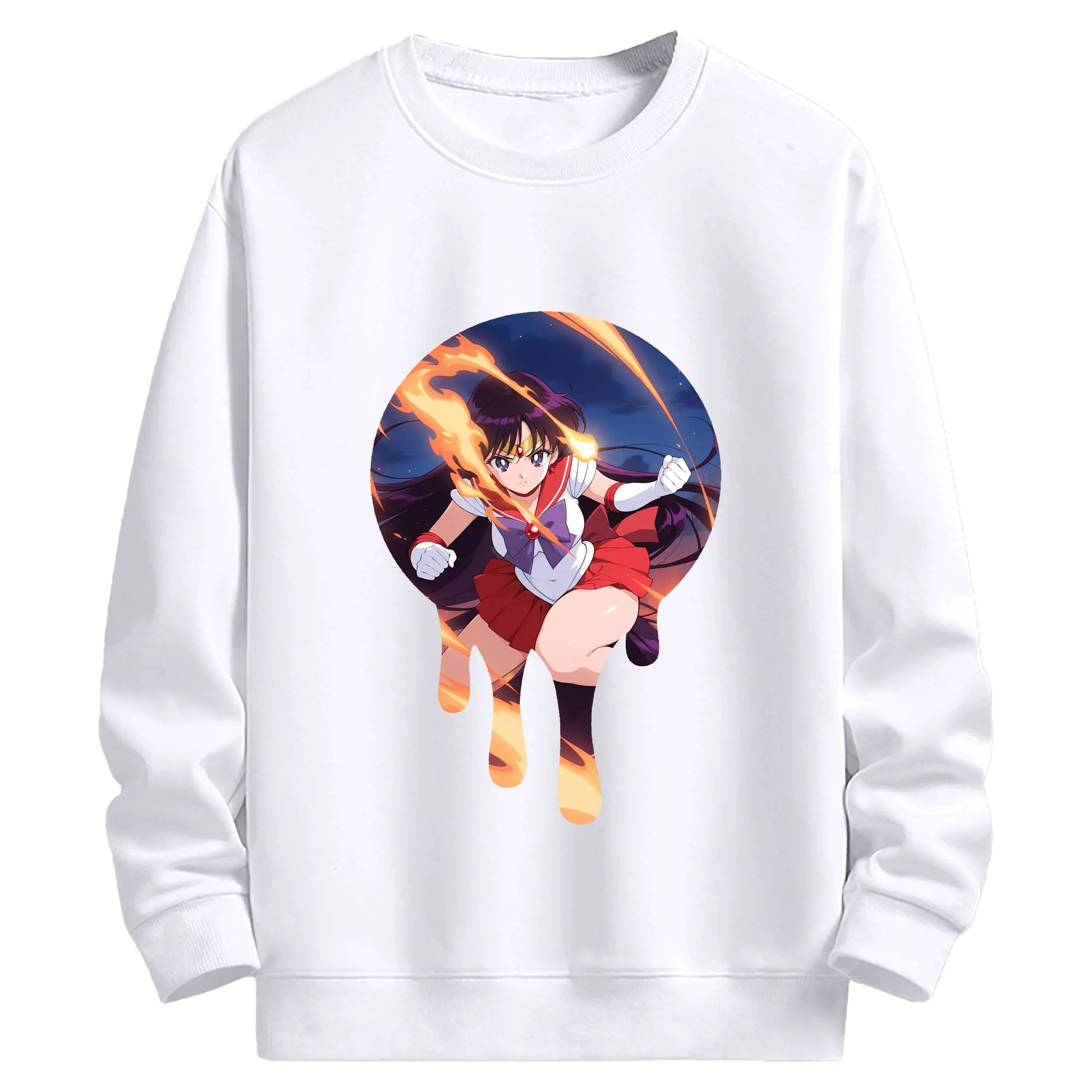 美少女戦士セーラームーン グッズ 火野 レイ - 高品質 クルーネック スウェット ・ コットン59％ ポリエステル41％ ・ ユニセックス 長袖 トレーナー ・ カジュアル デイリー スポーツ 散歩用