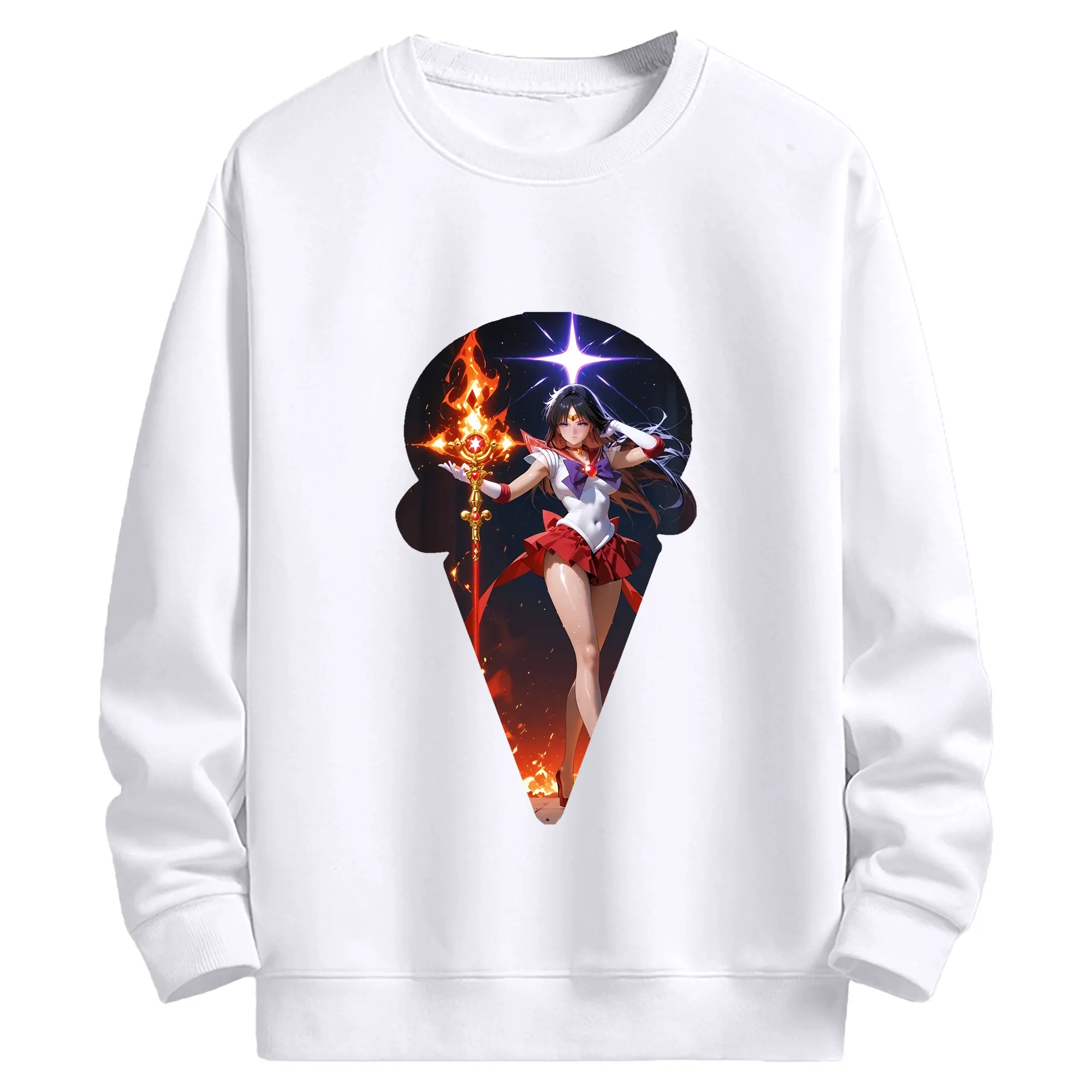 美少女戦士セーラームーン グッズ 火野 レイ - 高品質 クルーネック スウェット ・ コットン59％ ポリエステル41％ ・ ユニセックス 長袖 トレーナー ・ カジュアル デイリー スポーツ 散歩用