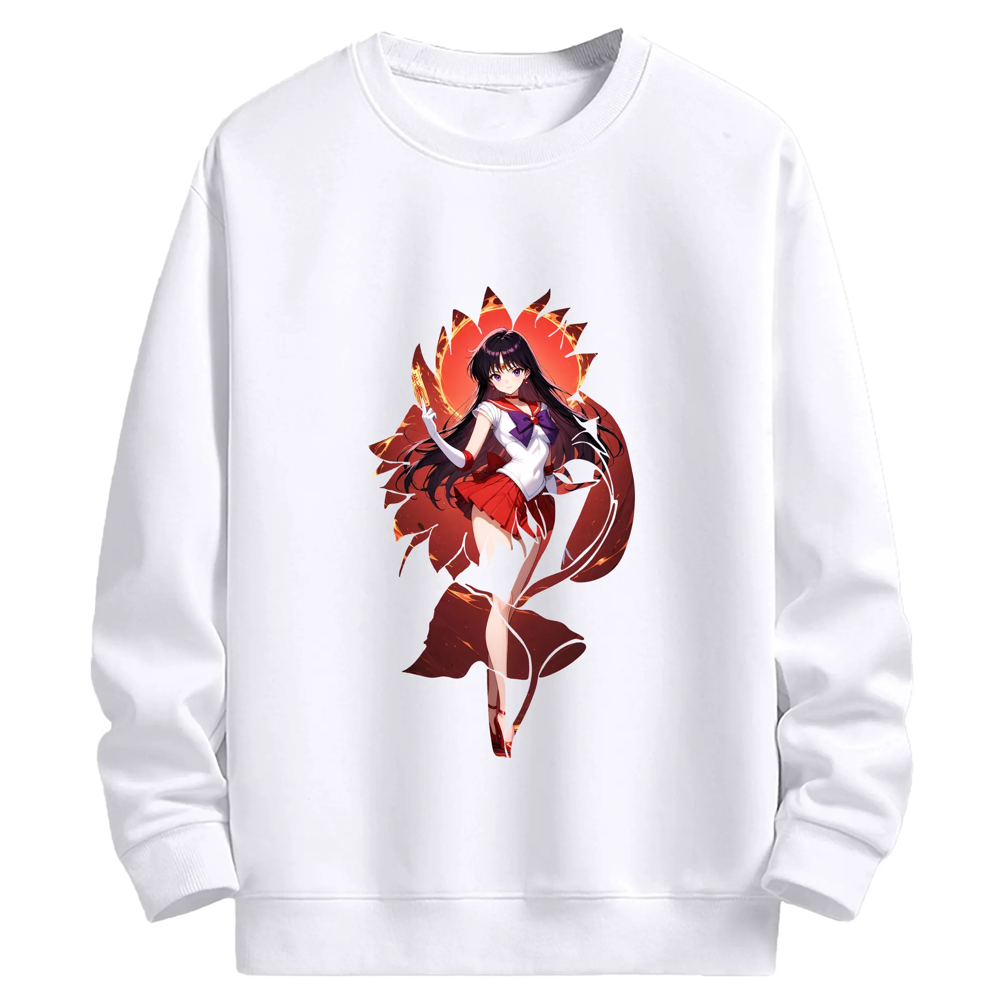 美少女戦士セーラームーン グッズ 火野 レイ - 高品質 クルーネック スウェット ・ コットン59％ ポリエステル41％ ・ ユニセックス 長袖 トレーナー ・ カジュアル デイリー スポーツ 散歩用