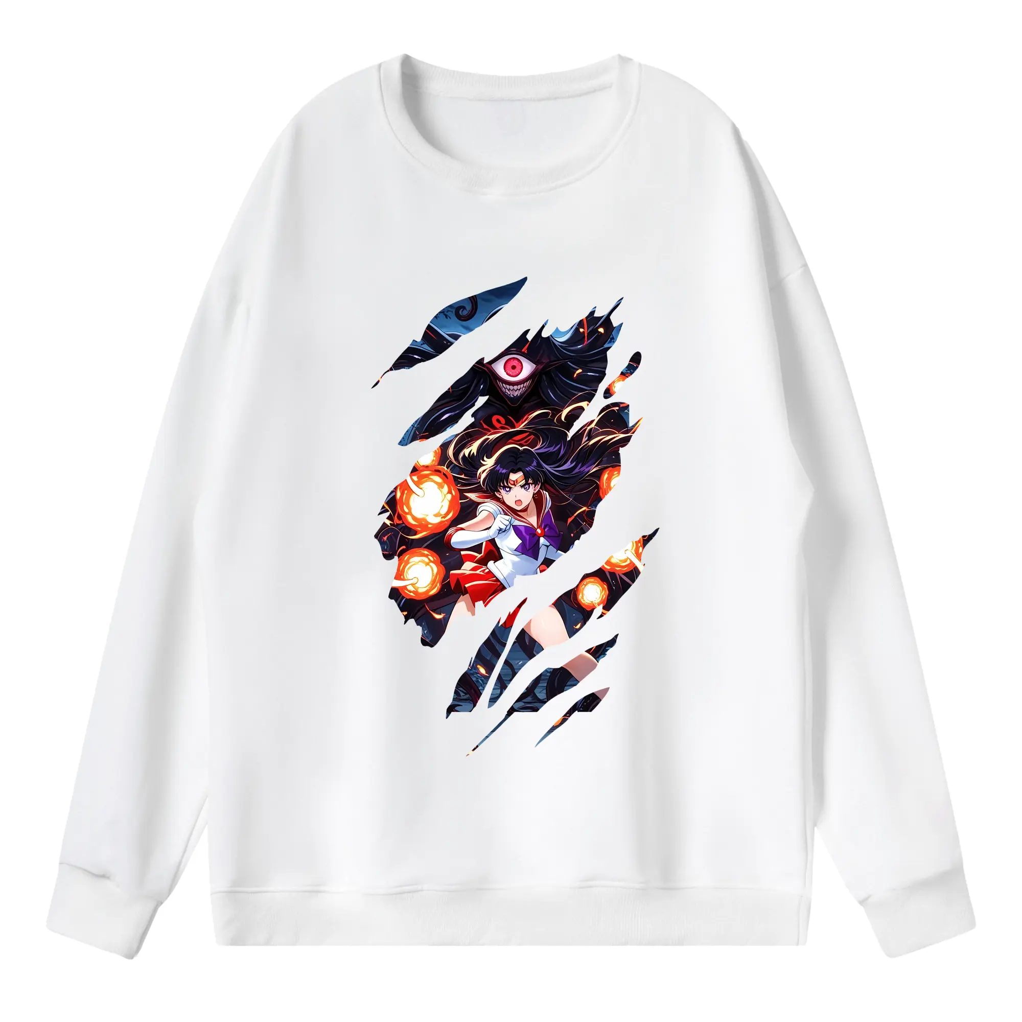 美少女戦士セーラームーン グッズ 火野 レイ - 薄手 クルーネック スウェット 裏毛260g · ポリエステル 春秋向け カジュアル 男女兼用 · トレーナー デイリー スポーツ 散歩に最適