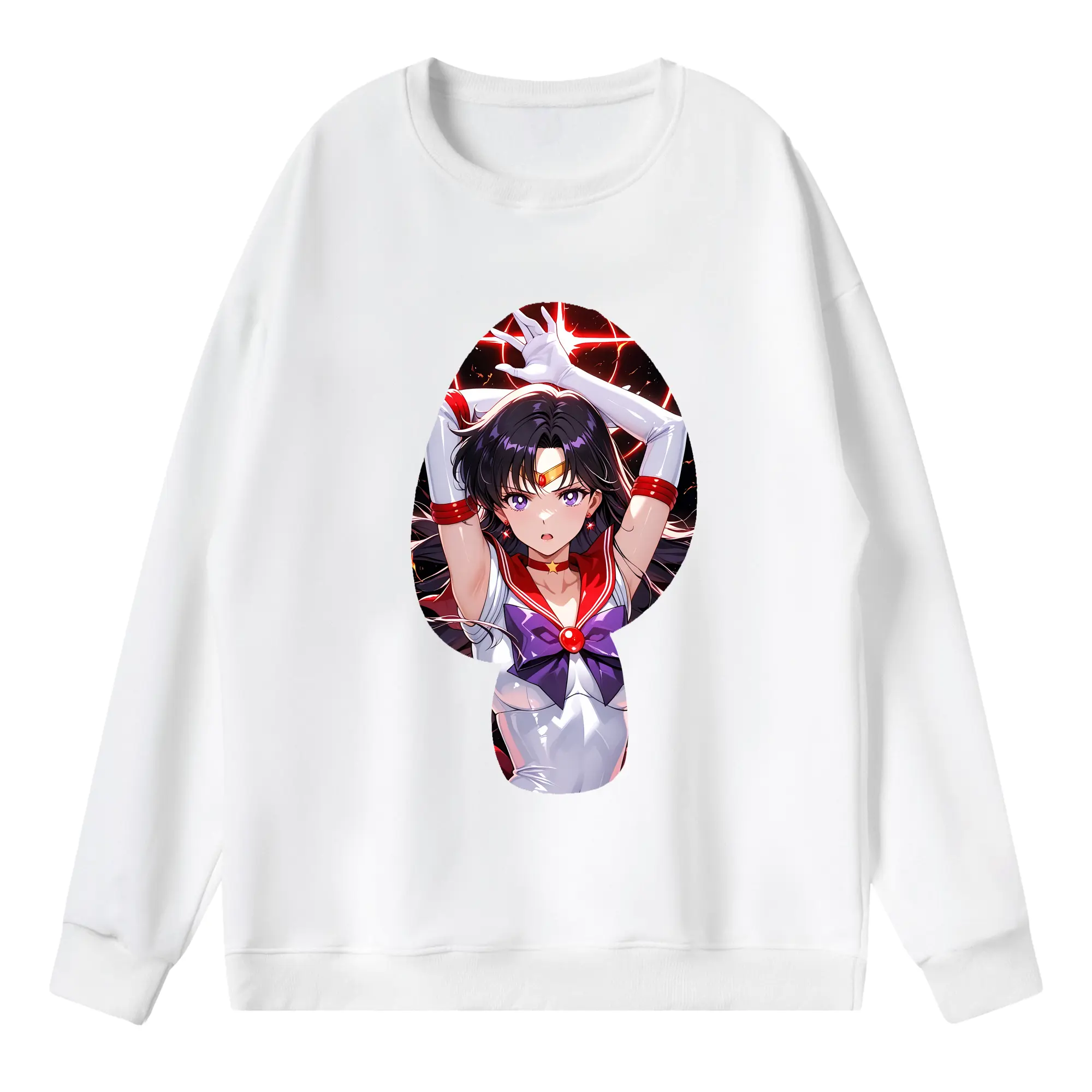 美少女戦士セーラームーン グッズ 火野 レイ - 薄手 クルーネック スウェット 裏毛260g · ポリエステル 春秋向け カジュアル 男女兼用 · トレーナー デイリー スポーツ 散歩に最適