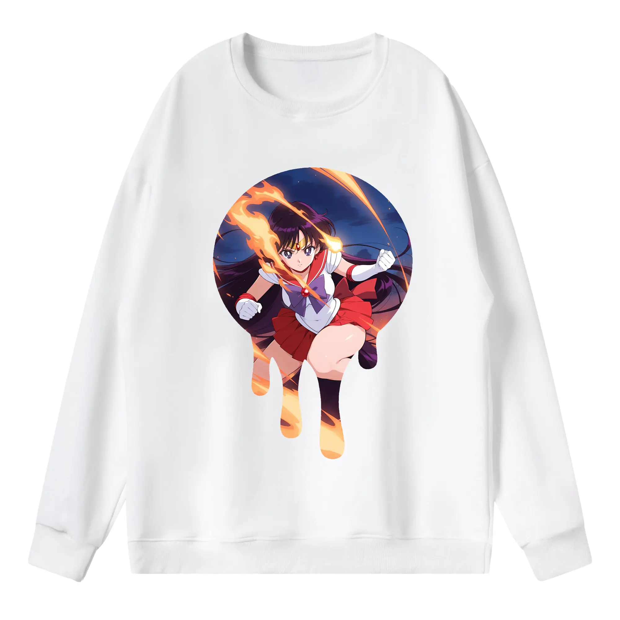 美少女戦士セーラームーン グッズ 火野 レイ - 薄手 クルーネック スウェット 裏毛260g · ポリエステル 春秋向け カジュアル 男女兼用 · トレーナー デイリー スポーツ 散歩に最適
