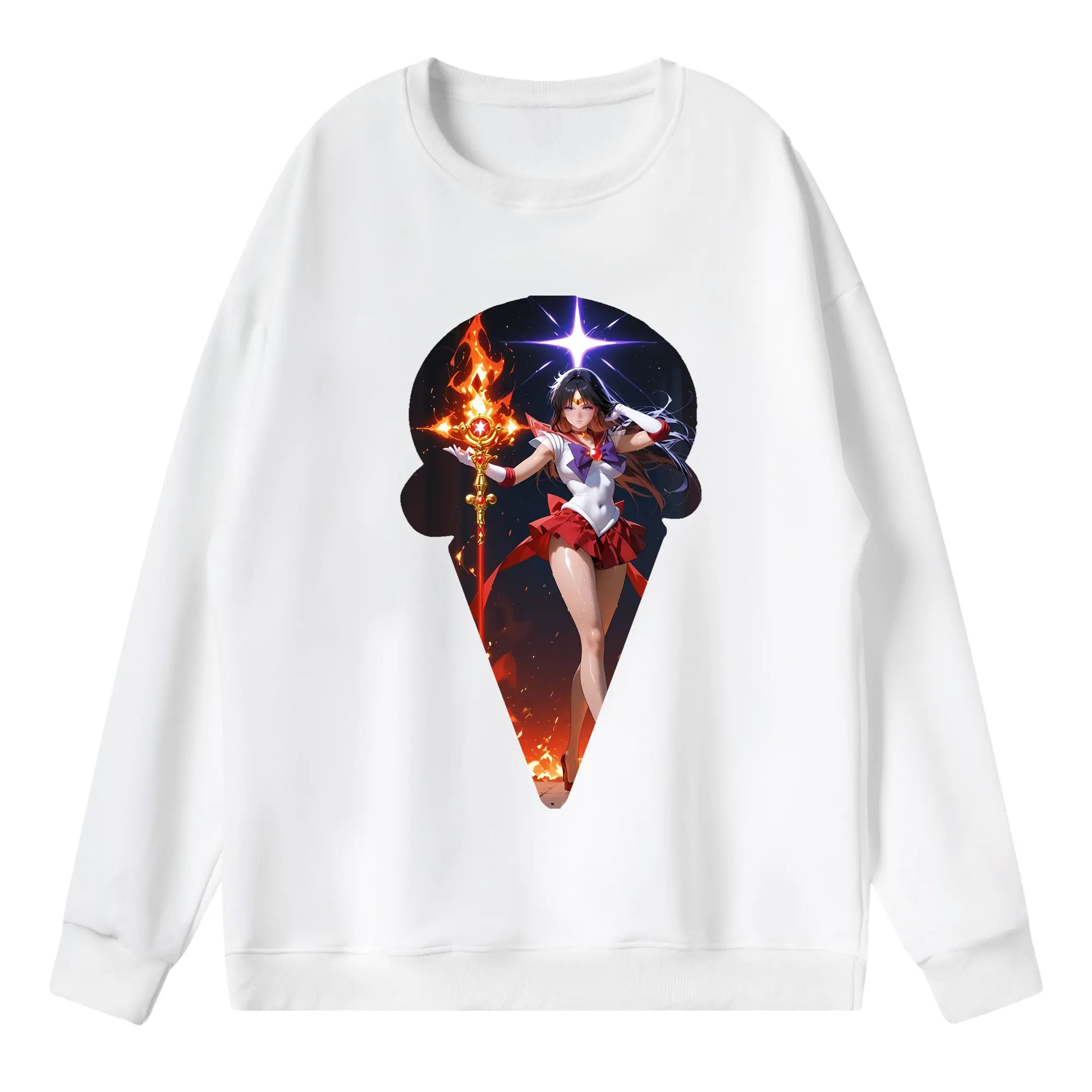 美少女戦士セーラームーン グッズ 火野 レイ - 薄手 クルーネック スウェット 裏毛260g · ポリエステル 春秋向け カジュアル 男女兼用 · トレーナー デイリー スポーツ 散歩に最適
