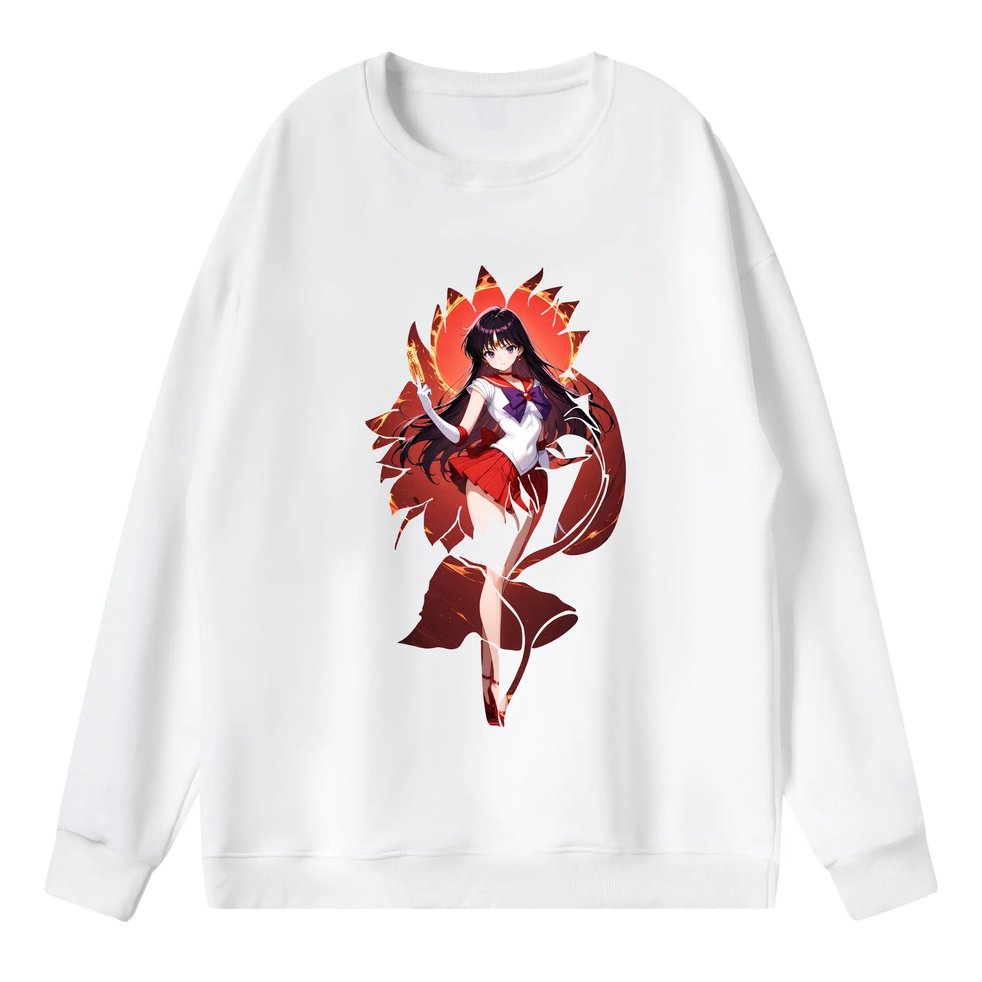 美少女戦士セーラームーン グッズ 火野 レイ - 薄手 クルーネック スウェット 裏毛260g · ポリエステル 春秋向け カジュアル 男女兼用 · トレーナー デイリー スポーツ 散歩に最適