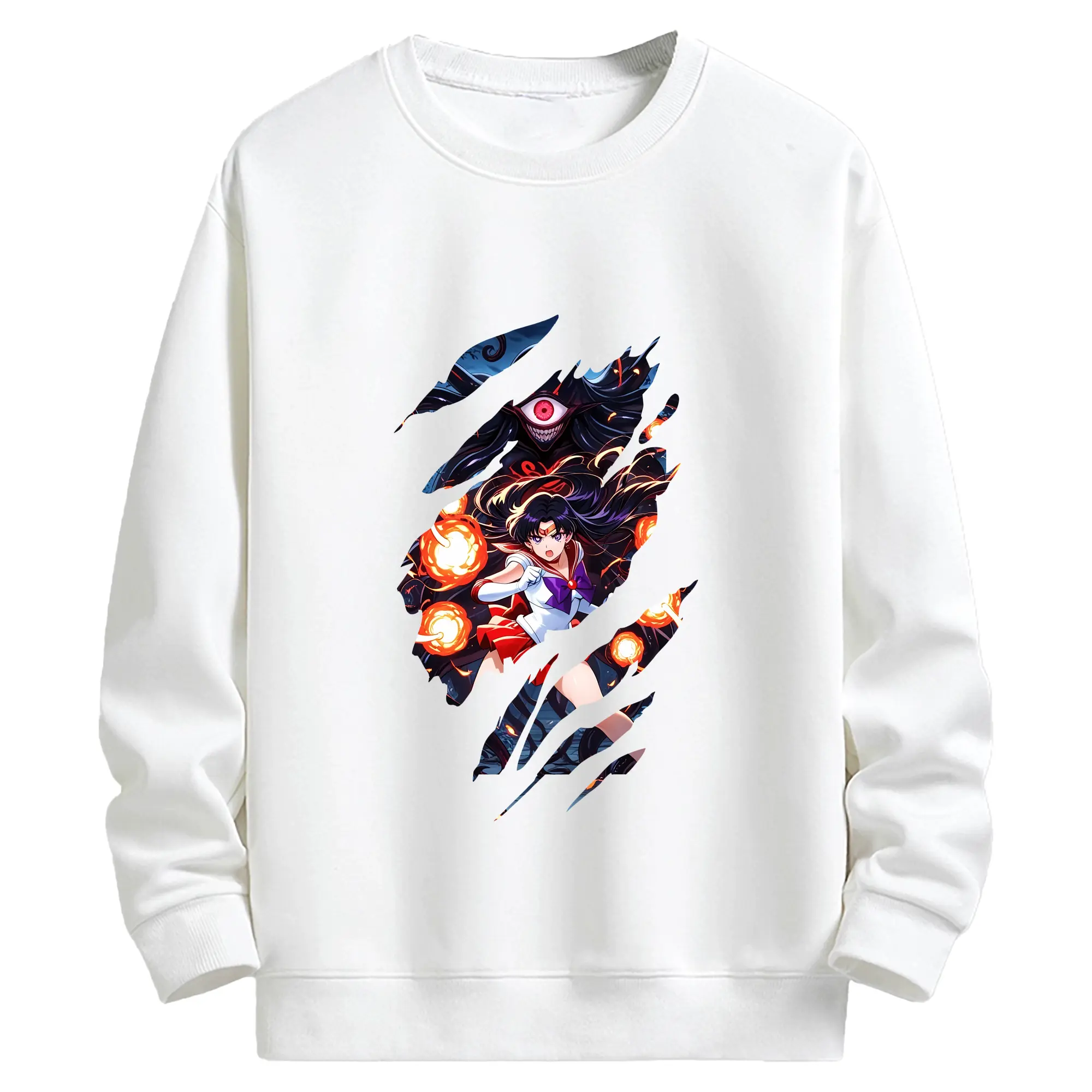 美少女戦士セーラームーン グッズ 火野 レイ - キッズ クルーネックスウェットシャツ ・ フロントプリント ・ 綿80％ ポリエステル20％ ・ 快適 通学 スポーツ 日常使い お散歩用