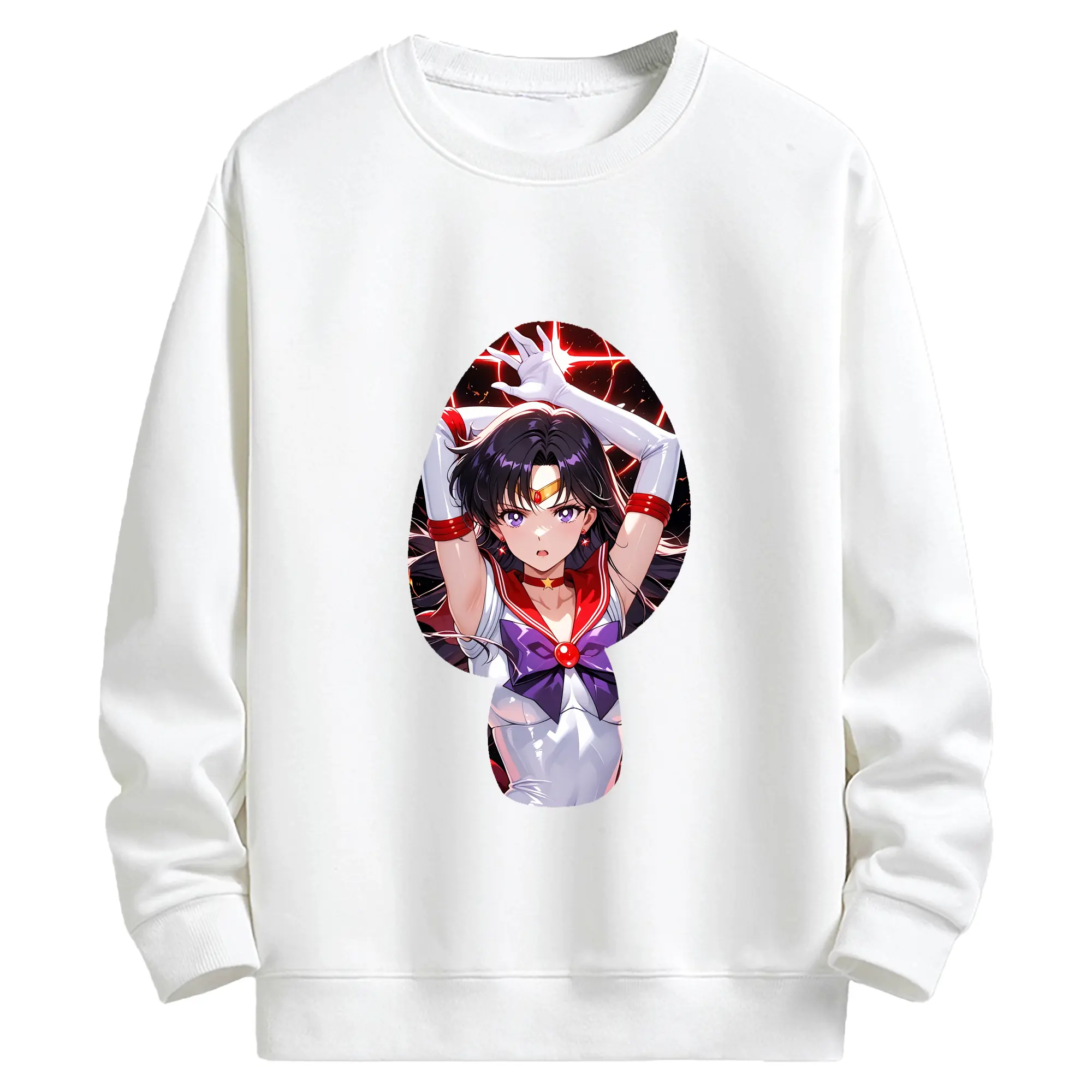 美少女戦士セーラームーン グッズ 火野 レイ - キッズ クルーネックスウェットシャツ ・ フロントプリント ・ 綿80％ ポリエステル20％ ・ 快適 通学 スポーツ 日常使い お散歩用