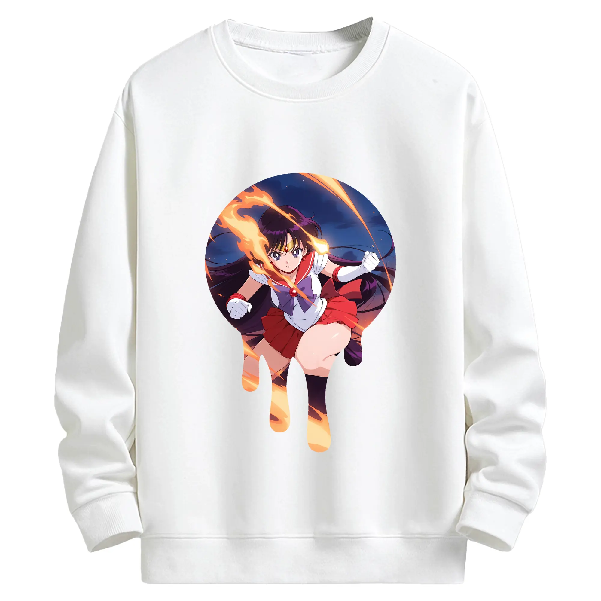 美少女戦士セーラームーン グッズ 火野 レイ - キッズ クルーネックスウェットシャツ ・ フロントプリント ・ 綿80％ ポリエステル20％ ・ 快適 通学 スポーツ 日常使い お散歩用