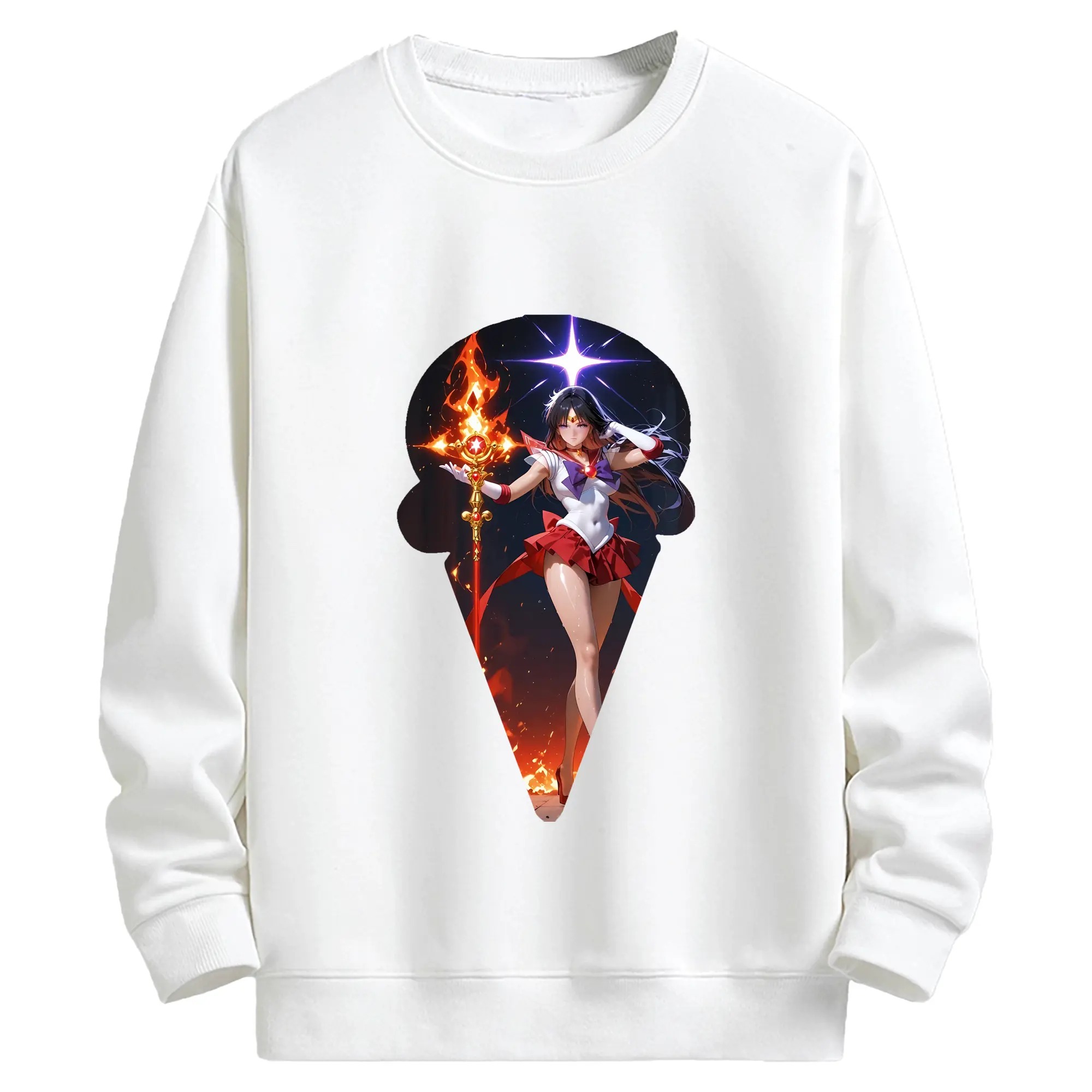 美少女戦士セーラームーン グッズ 火野 レイ - キッズ クルーネックスウェットシャツ ・ フロントプリント ・ 綿80％ ポリエステル20％ ・ 快適 通学 スポーツ 日常使い お散歩用