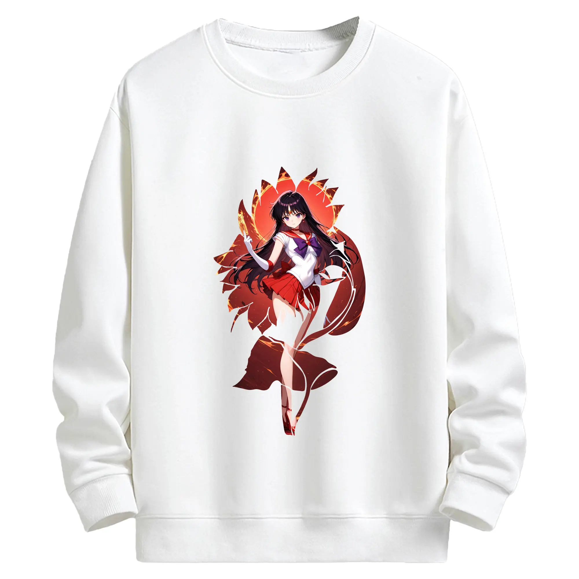 美少女戦士セーラームーン グッズ 火野 レイ - キッズ クルーネックスウェットシャツ ・ フロントプリント ・ 綿80％ ポリエステル20％ ・ 快適 通学 スポーツ 日常使い お散歩用