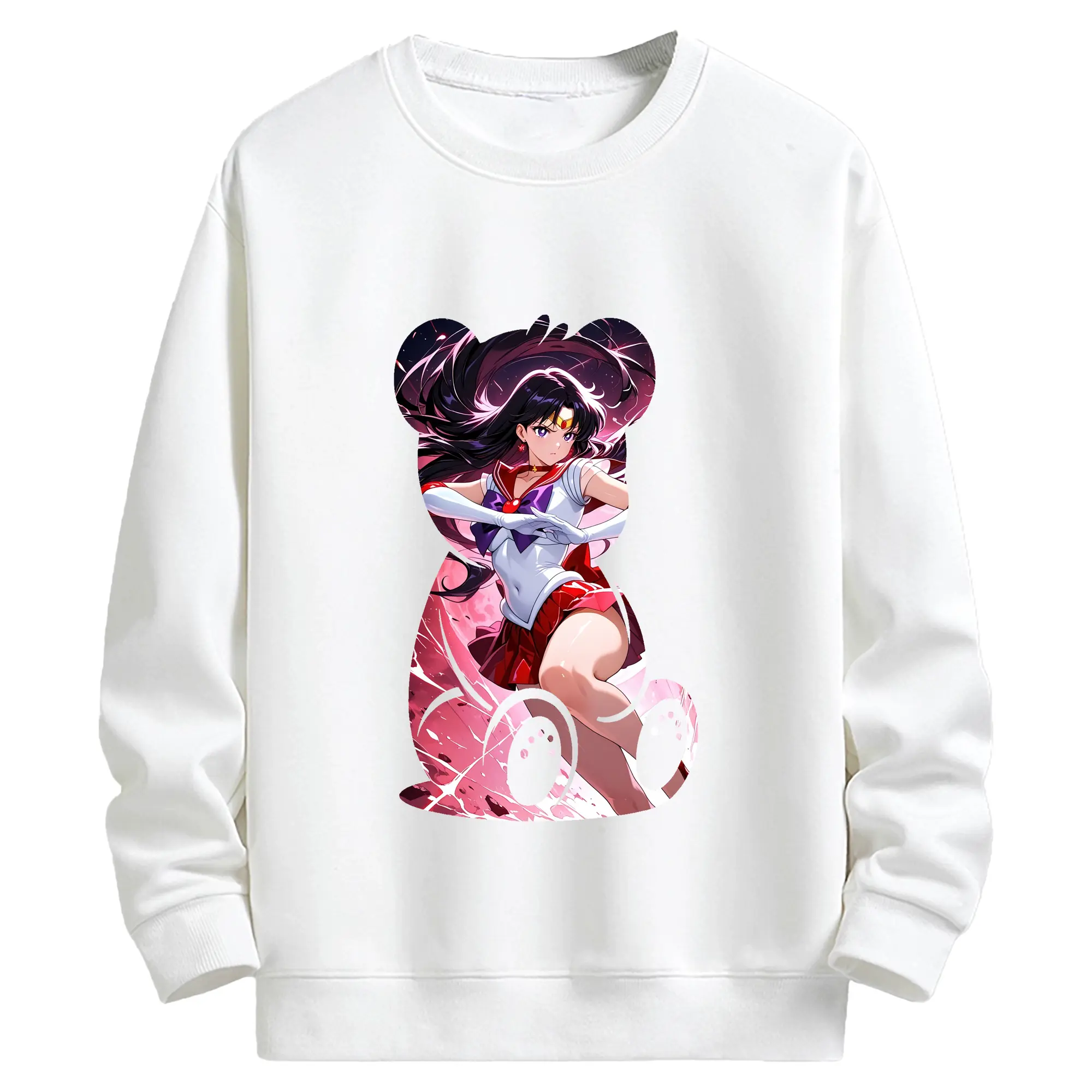 美少女戦士セーラームーン グッズ 火野 レイ - キッズ クルーネックスウェットシャツ ・ フロントプリント ・ 綿80％ ポリエステル20％ ・ 快適 通学 スポーツ 日常使い お散歩用