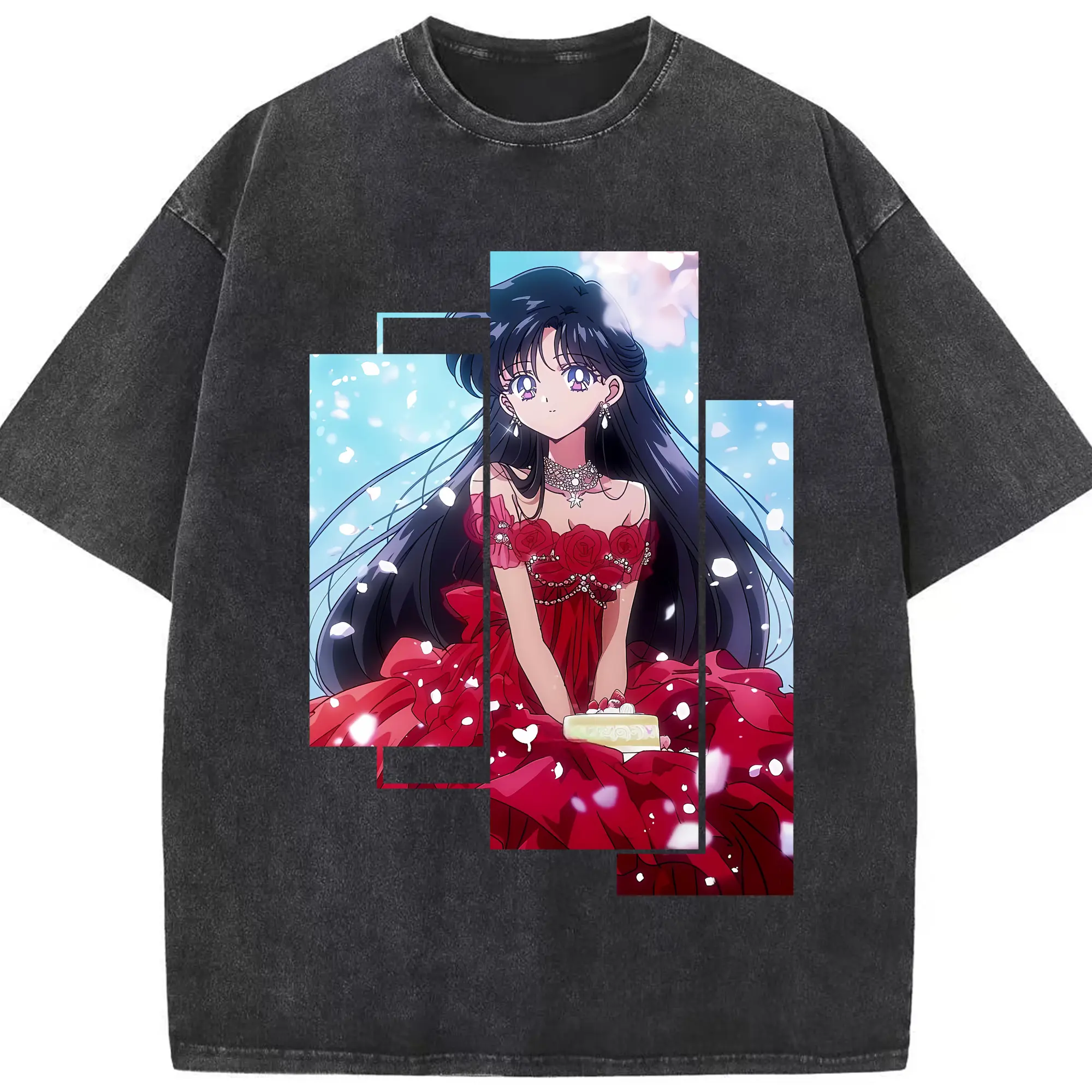 美少女戦士セーラームーン グッズ 火野 レイ - 綿100％ ヴィンテージ風 半袖Tシャツ ・ フロントプリント ・ 柔らか肌触り ・ 通気性 快適 ・ スポーツ カジュアル 外出用