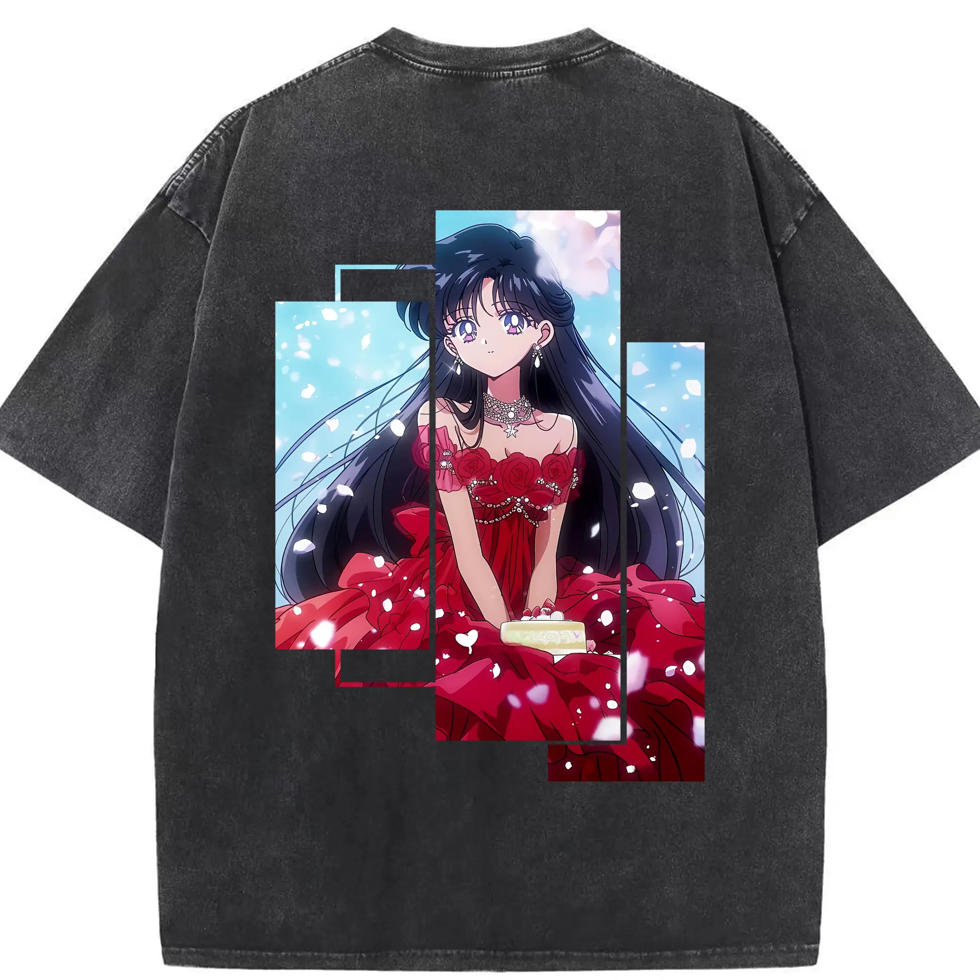美少女戦士セーラームーン グッズ 火野 レイ - 綿100％ ヴィンテージ風 半袖Tシャツ ・ 背面プリント ・ 柔らか肌触り ・ 通気性 快適 ・ スポーツ カジュアル 外出用