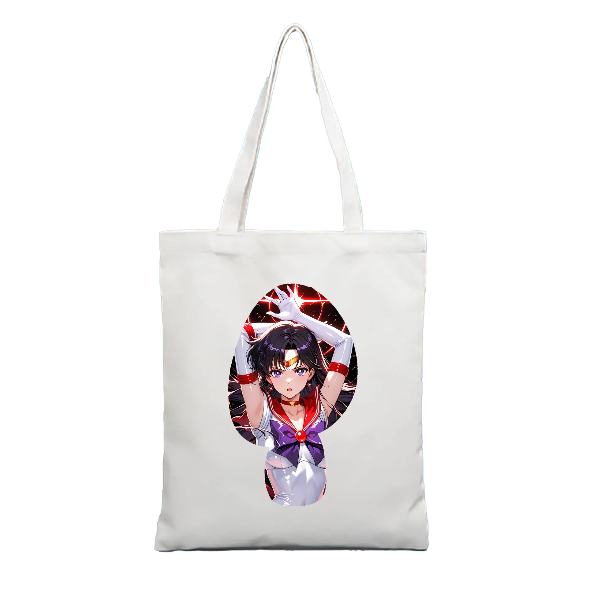 美少女戦士セーラームーン グッズ 火野 レイ - 縦型キャンバス手提げバッグ（トートバッグ） ・ キャンバス素材 ・ ショッピング用 ・ 軽量 丈夫 お手入れ簡単