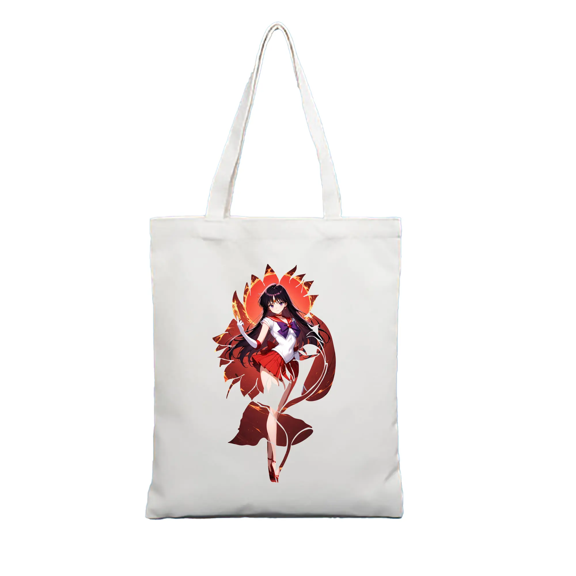 美少女戦士セーラームーン グッズ 火野 レイ - 縦型キャンバス手提げバッグ（トートバッグ） ・ キャンバス素材 ・ ショッピング用 ・ 軽量 丈夫 お手入れ簡単
