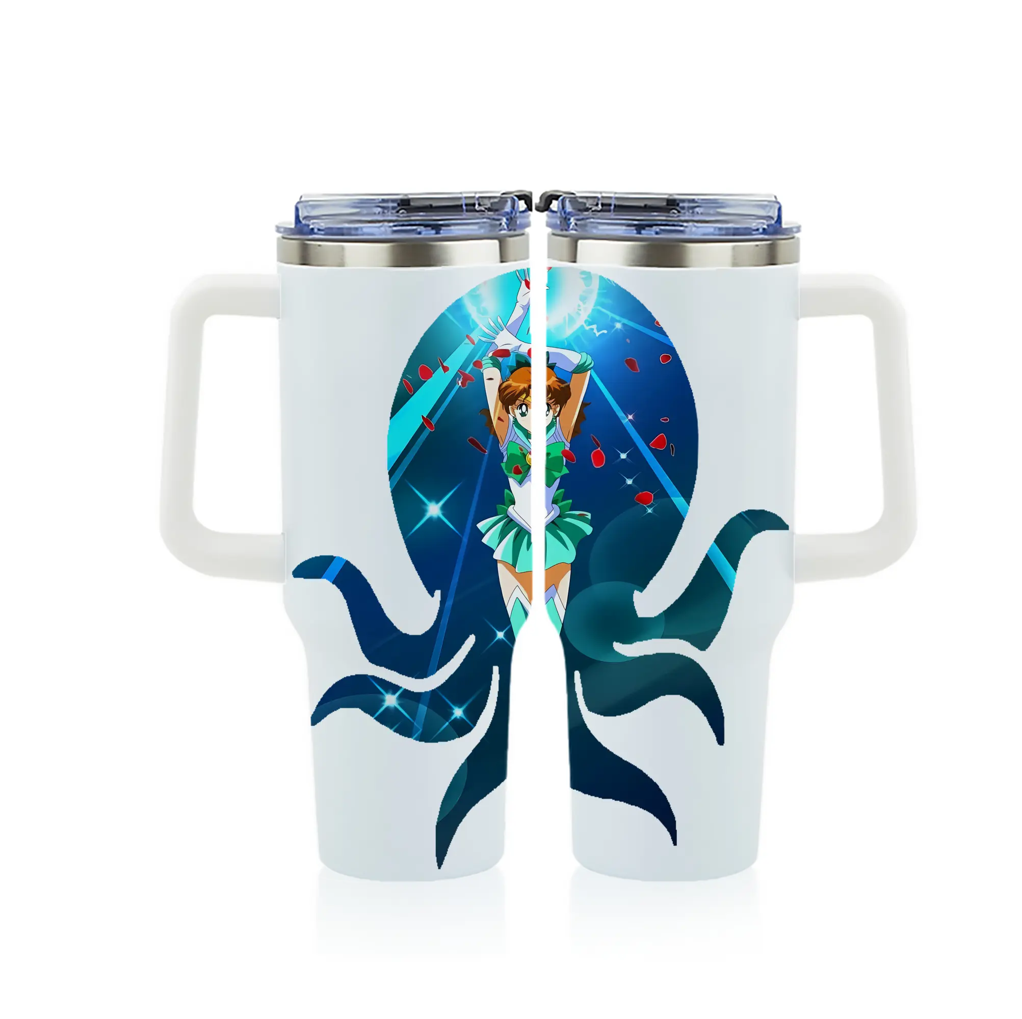 美少女戦士セーラームーン グッズ 木野 まこと - 1200mL フルプリント車用タンブラー ・ 304ステンレス 内側 ・ 201ステンレス 外側 ・ 保温 保冷 ・ 通勤 ドライブ アウトドア用