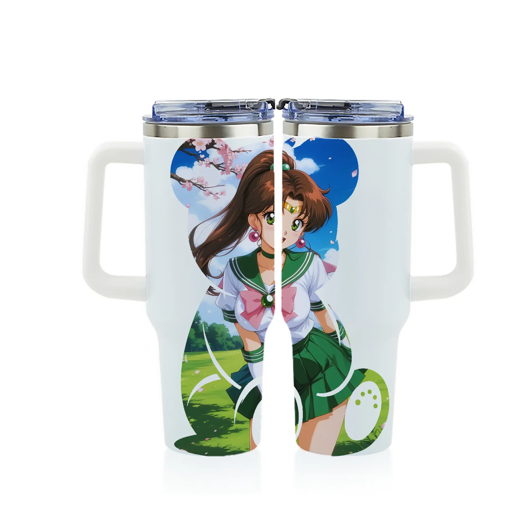 美少女戦士セーラームーン グッズ 木野 まこと - 1200mL フルプリント車用タンブラー ・ 304ステンレス 内側 ・ 201ステンレス 外側 ・ 保温 保冷 ・ 通勤 ドライブ アウトドア用