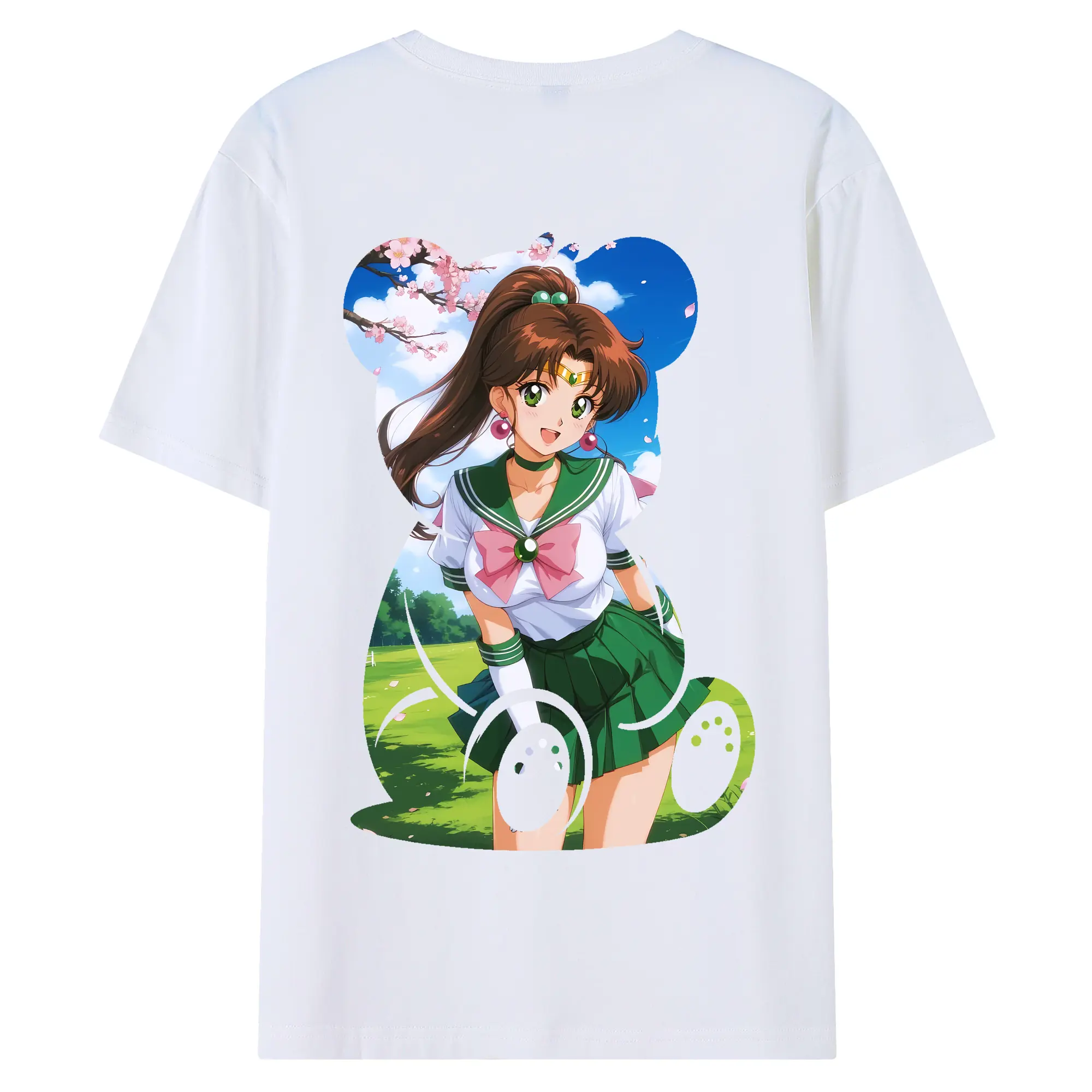 美少女戦士セーラームーン グッズ 木野 まこと - 綿100％ 半袖Tシャツ ・ バックプリント ・ 快適 通気性 ・ 日常使い 散歩 スポーツ用