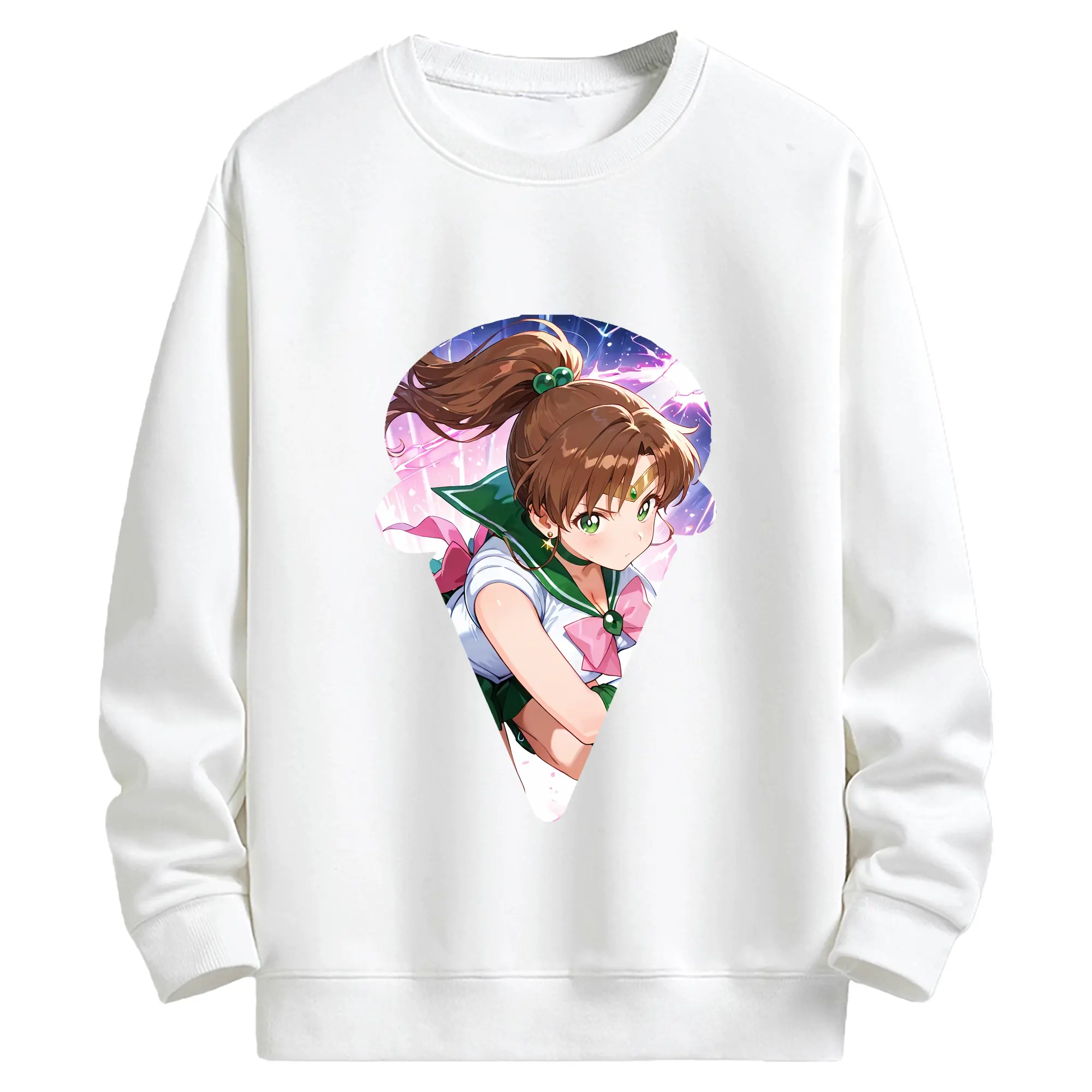 美少女戦士セーラームーン グッズ 木野 まこと - キッズ クルーネックスウェットシャツ ・ フロントプリント ・ 綿80％ ポリエステル20％ ・ 快適 通学 スポーツ 日常使い お散歩用